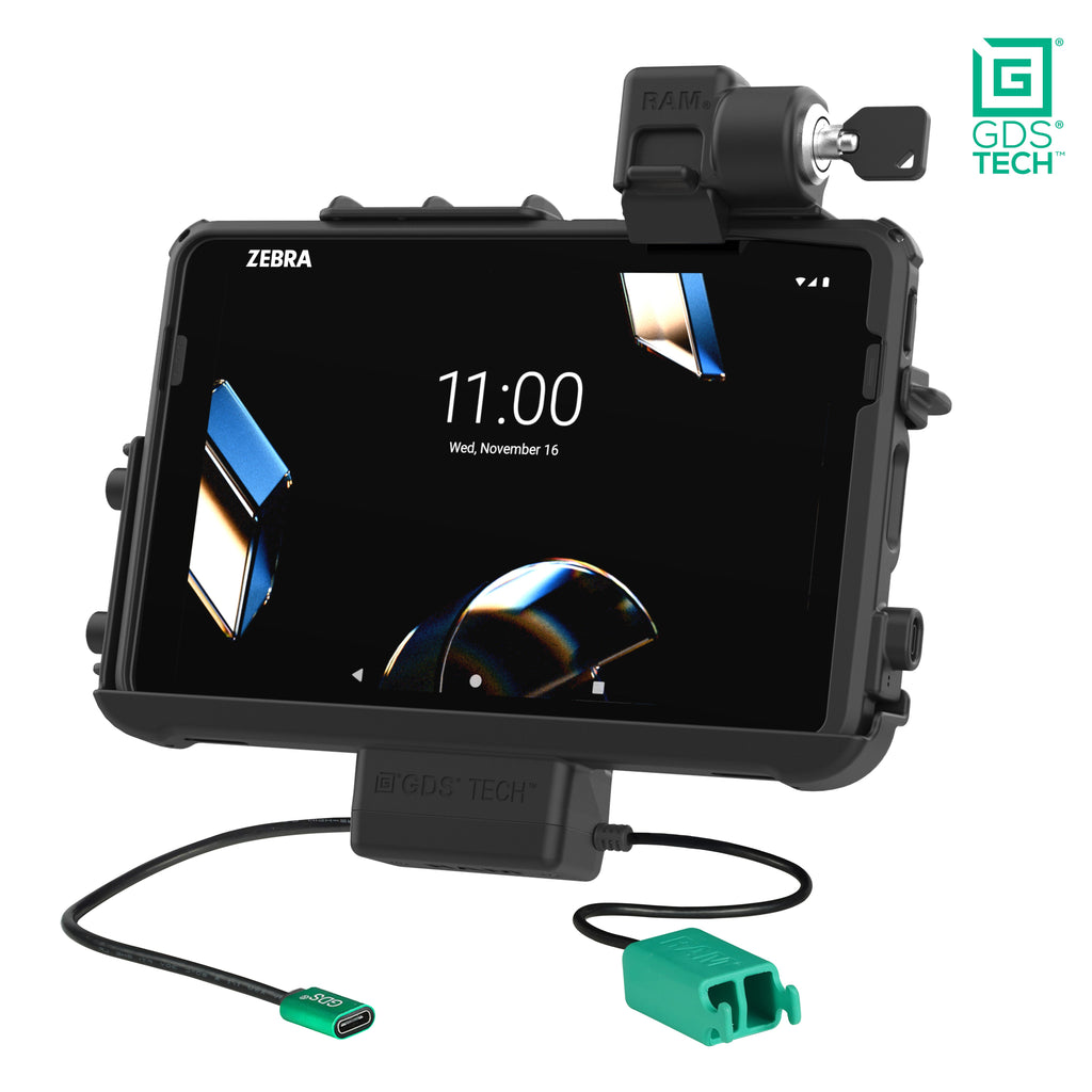 RAM-GDS-DOCKL-ZE47PD2U:RAM-GDS-DOCKL-ZE47PD2U_1:Locking GDS® Thin-Dock + Dual USB for Zebra ET401 10" with IntelliSkin®