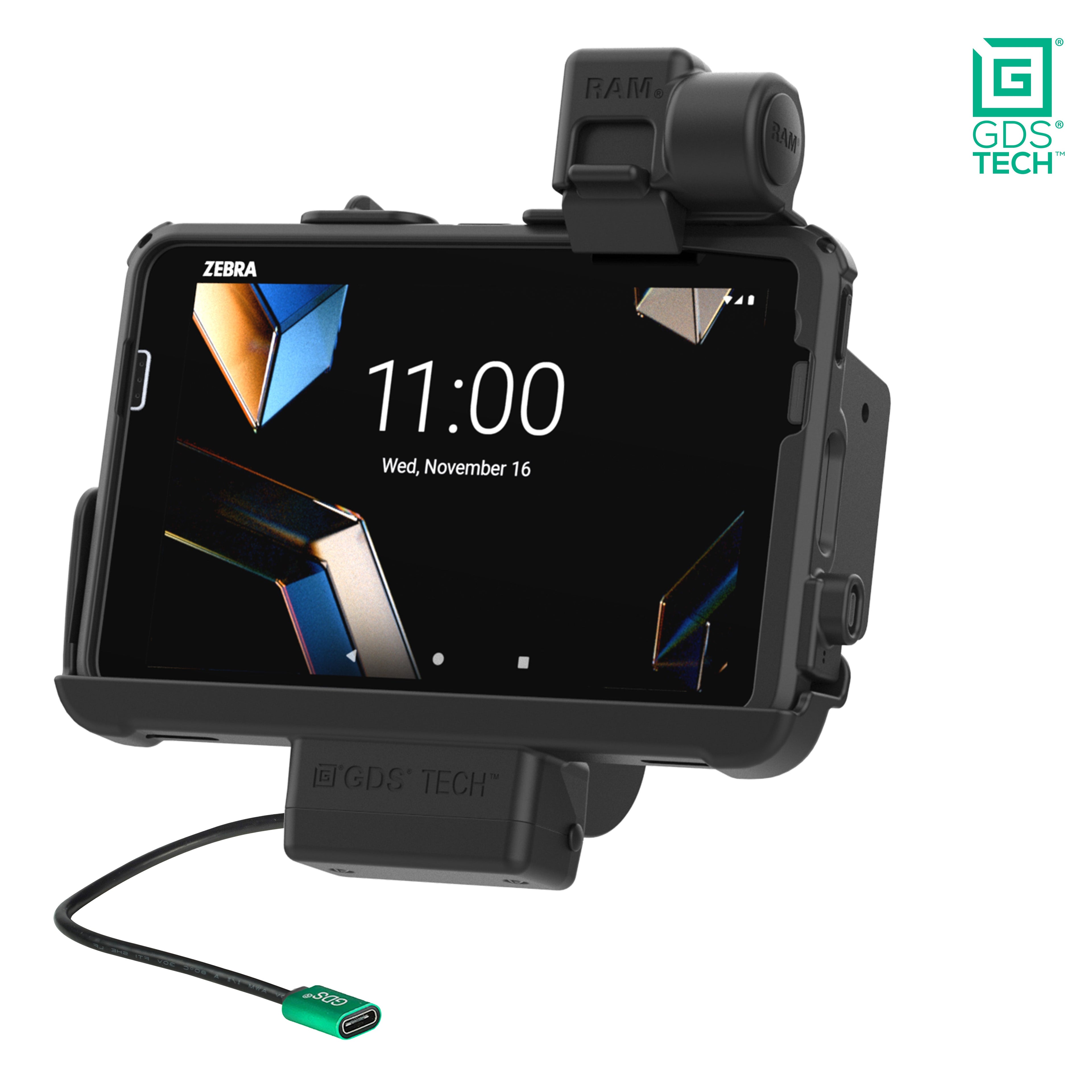 RAM-GDS-DOCKNLL-ZE20PU:RAM-GDS-DOCKNLL-ZE20PU_1:GDS® Powered Dock with Latch for Zebra ET401 & ET4x 8" with IntelliSkin®