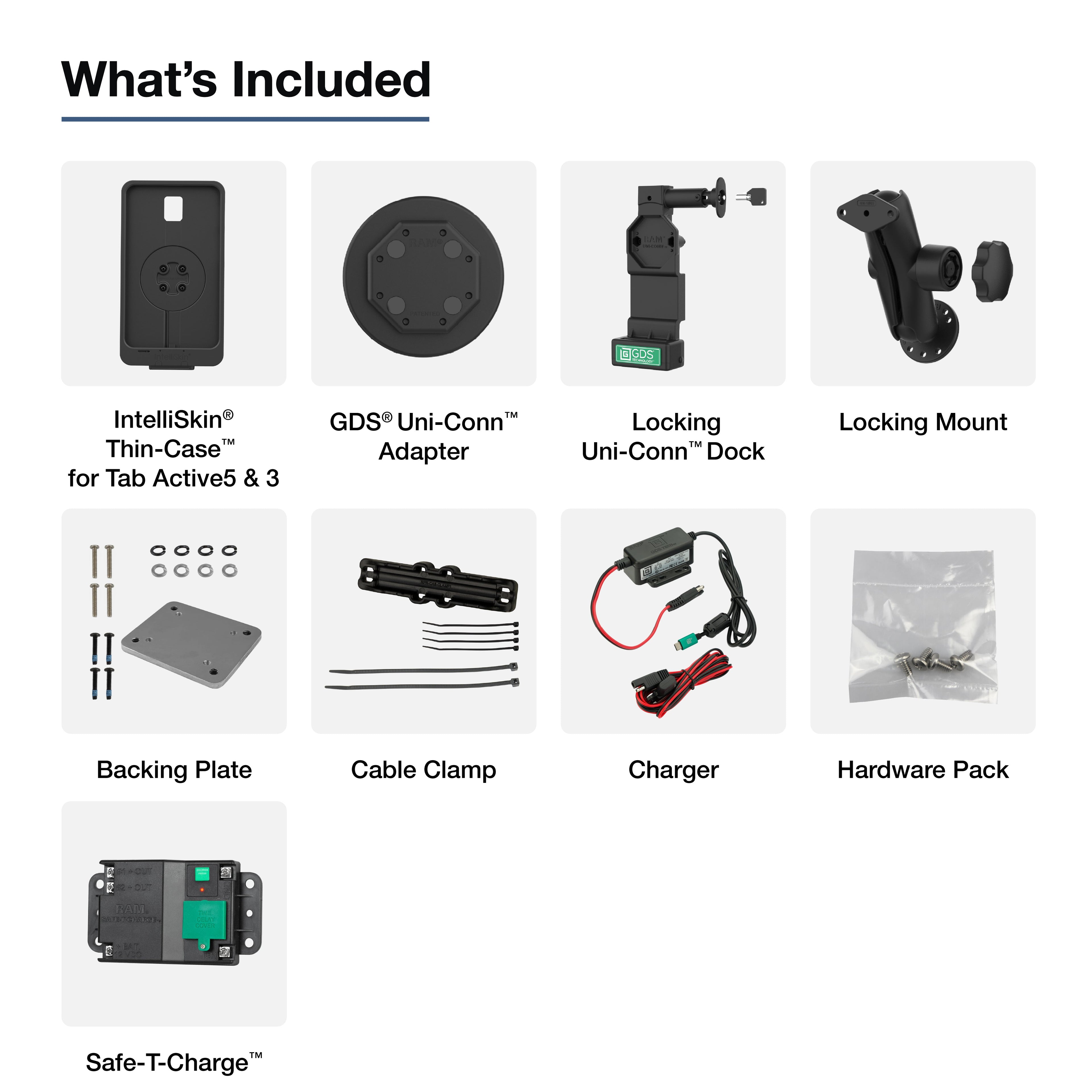 RAM-GDS-SAM93TCD-U4-V21C-SWT1:RAM-GDS-SAM93TCD-U4-V21C-SWT1_1:GDS® Uni-Conn™ Locking Thin-Case™ Vehicle Kit for Samsung Ta...