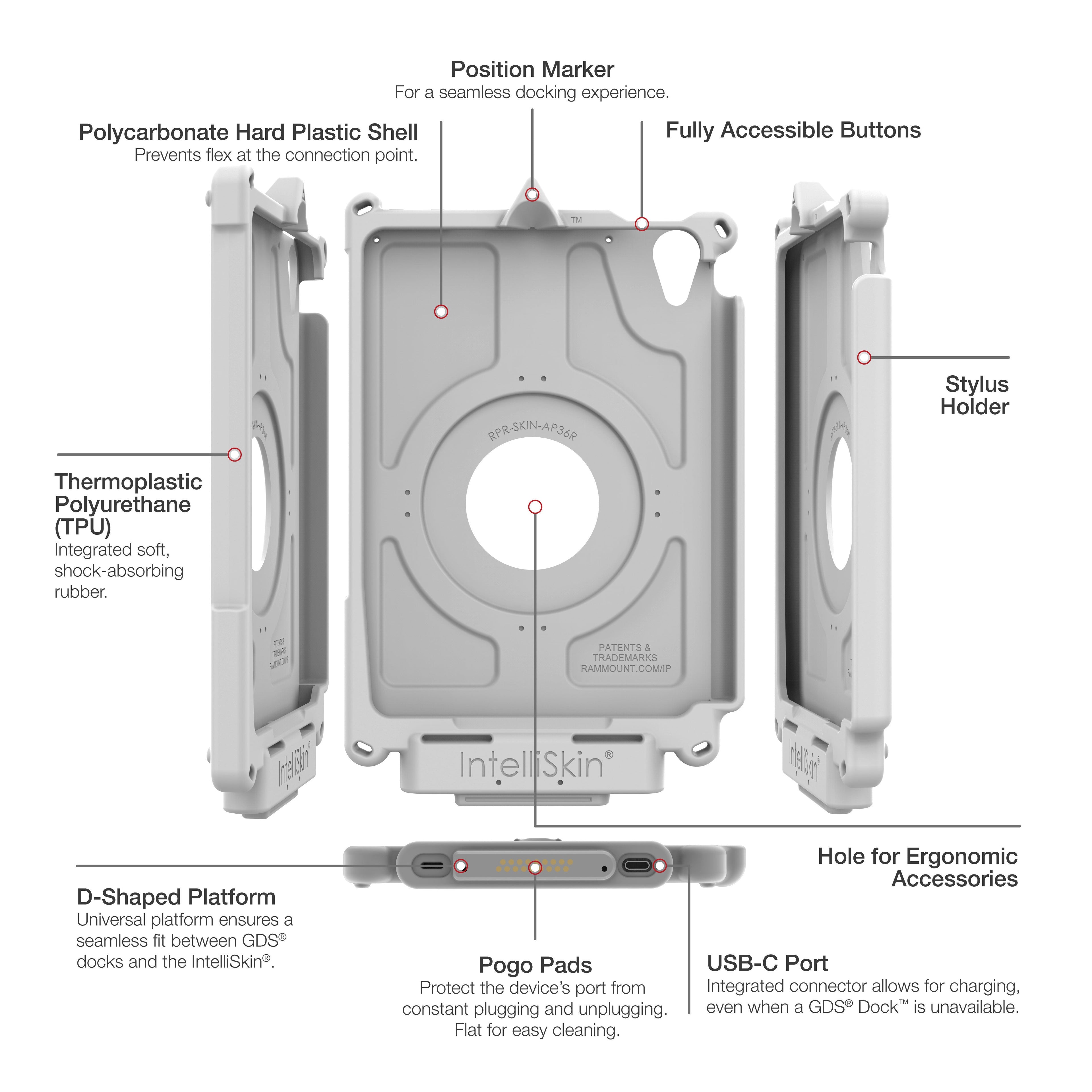 RAM-GDS-SKIN-AP36-NG-GRY:RAM-GDS-SKIN-AP36-NG-GRY_1:IntelliSkin® Next Gen for Apple iPad mini (A17 Pro) & mini 6 - Gray