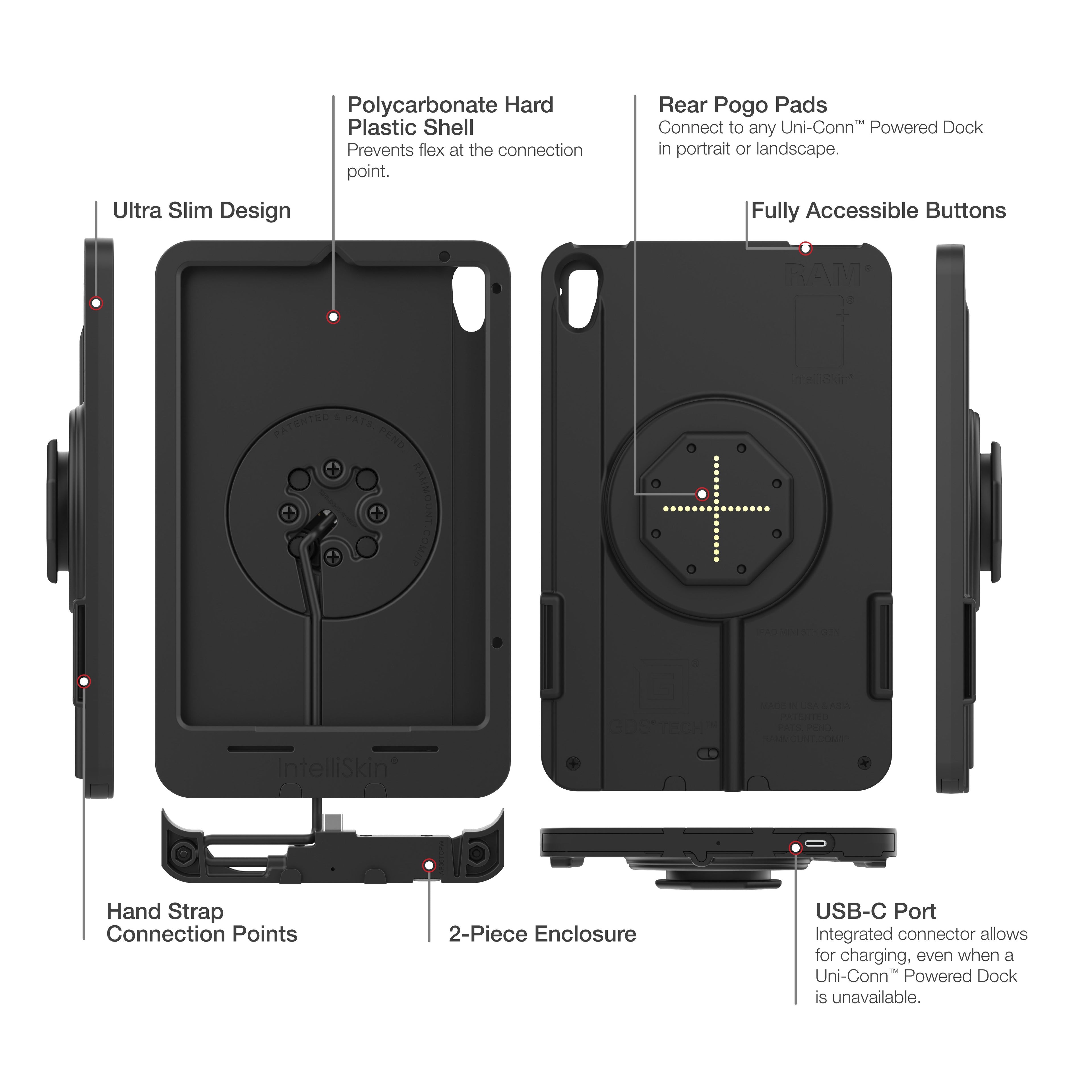 RAM-GDS-SKIN-AP36-TCB:RAM-GDS-SKIN-AP36-TCB_1:IntelliSkin® Thin-Case™ for iPad mini (A17 Pro) & mini 6 Rear Pogo Pads