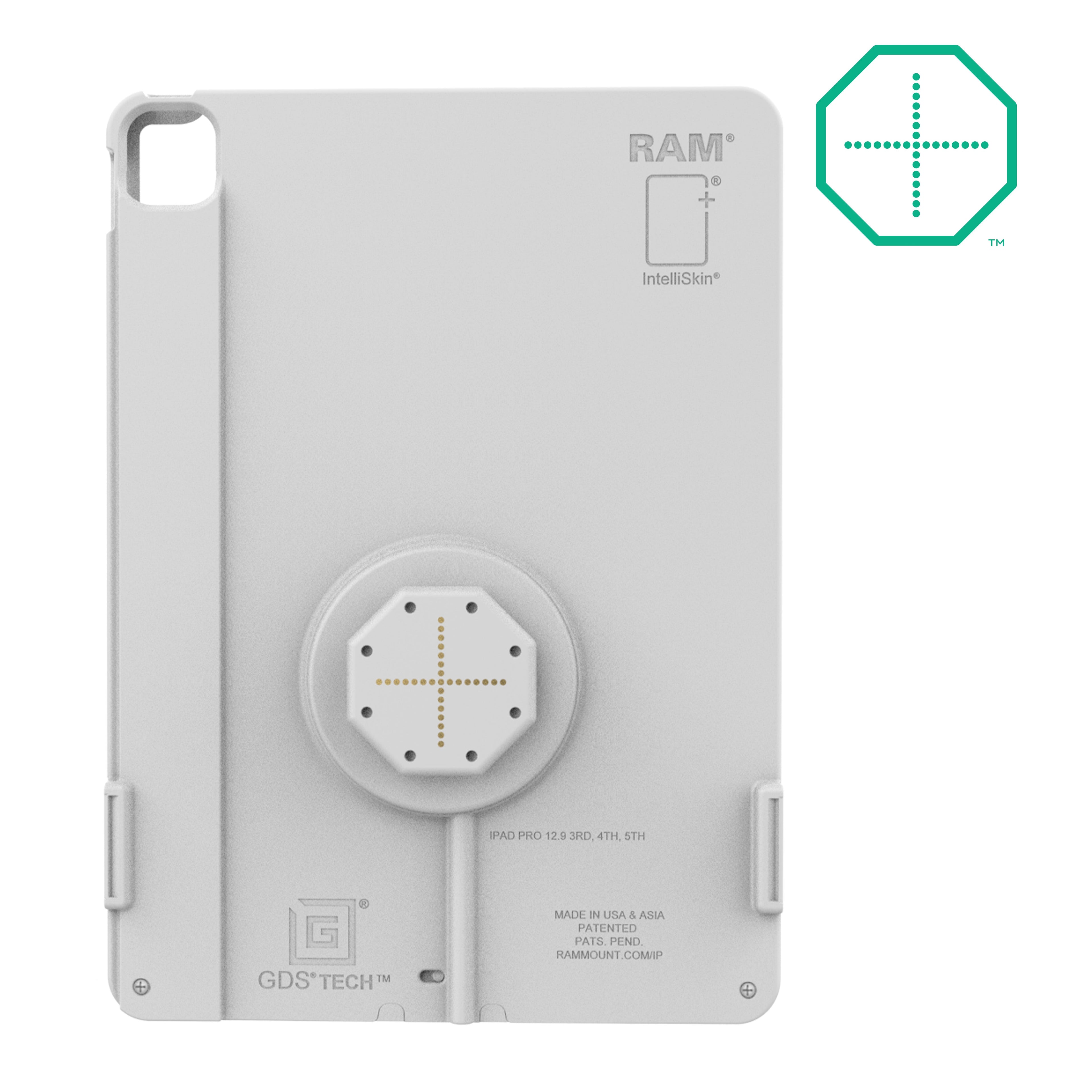 RAM-GDS-SKIN-AP37-TCB-GRY:RAM-GDS-SKIN-AP37-TCB-GRY_1:IntelliSkin® Thin-Case™ for iPad Pro 12.9 3-5 Gen (Rear Pogo Pads) Gray