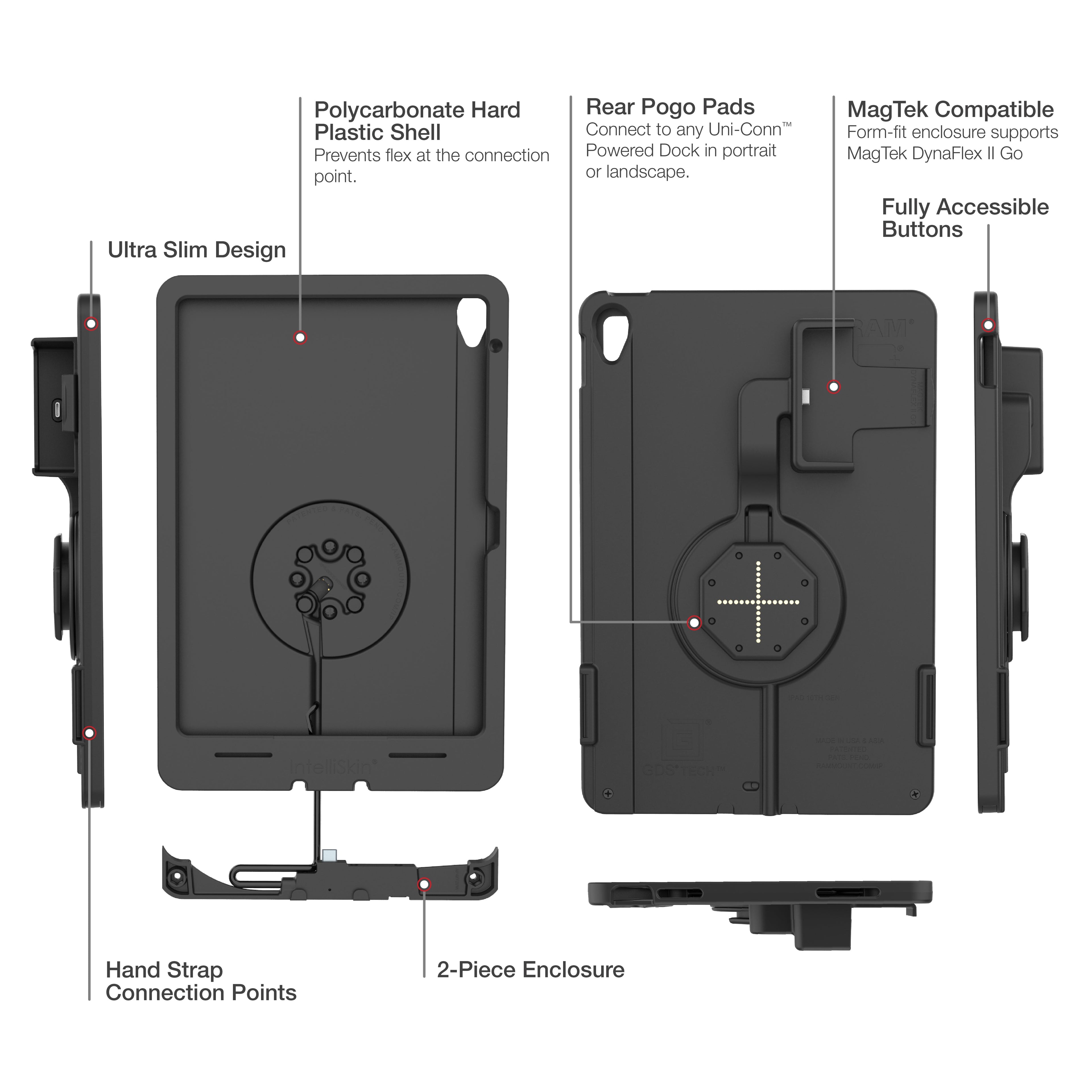 RAM-GDS-SKIN-AP40-TCB-C:RAM-GDS-SKIN-AP40-TCB-C_1:IntelliSkin® Thin-Case™ for iPad 10th/11th Gen & MagTek Module