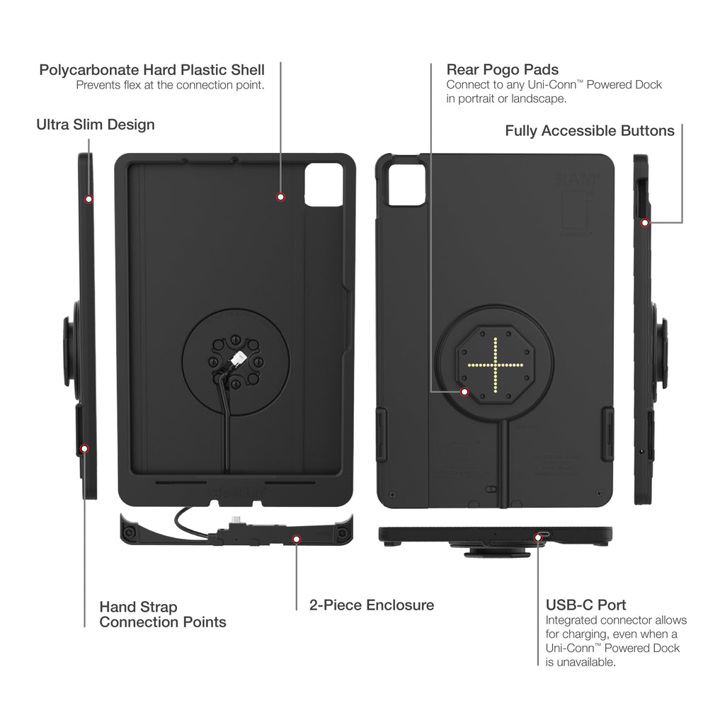 RAM-GDS-SKIN-AP45-M2-TCB:RAM-GDS-SKIN-AP45-M2-TCB_1:IntelliSkin® Thin-Case™ for iPad Air 11 (M2 & M3) (Rear Pogo Pads)