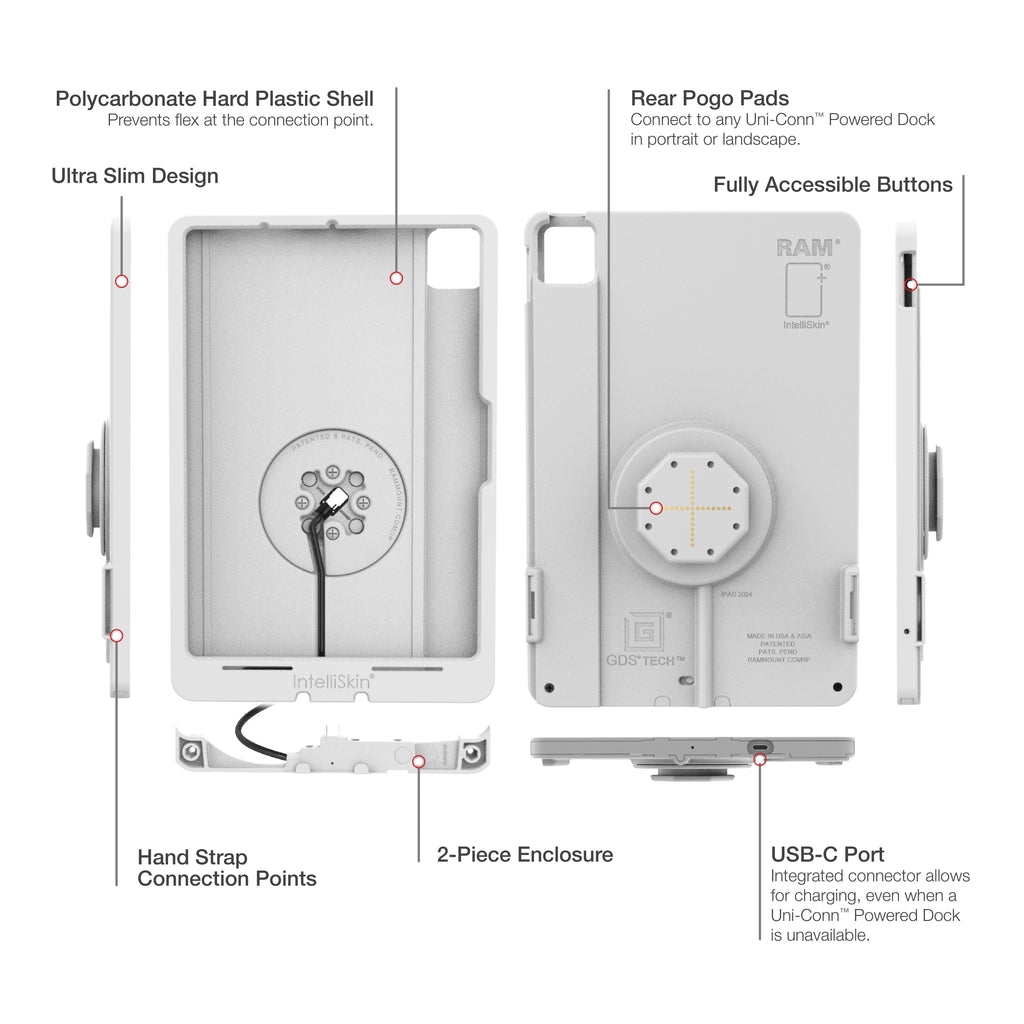RAM-GDS-SKIN-AP45-M4-TCB-GRY:RAM-GDS-SKIN-AP45-M4-TCB-GRY_1:IntelliSkin® Thin-Case™ for iPad Pro 11 (M4 & M5) (Rear Pogo P...