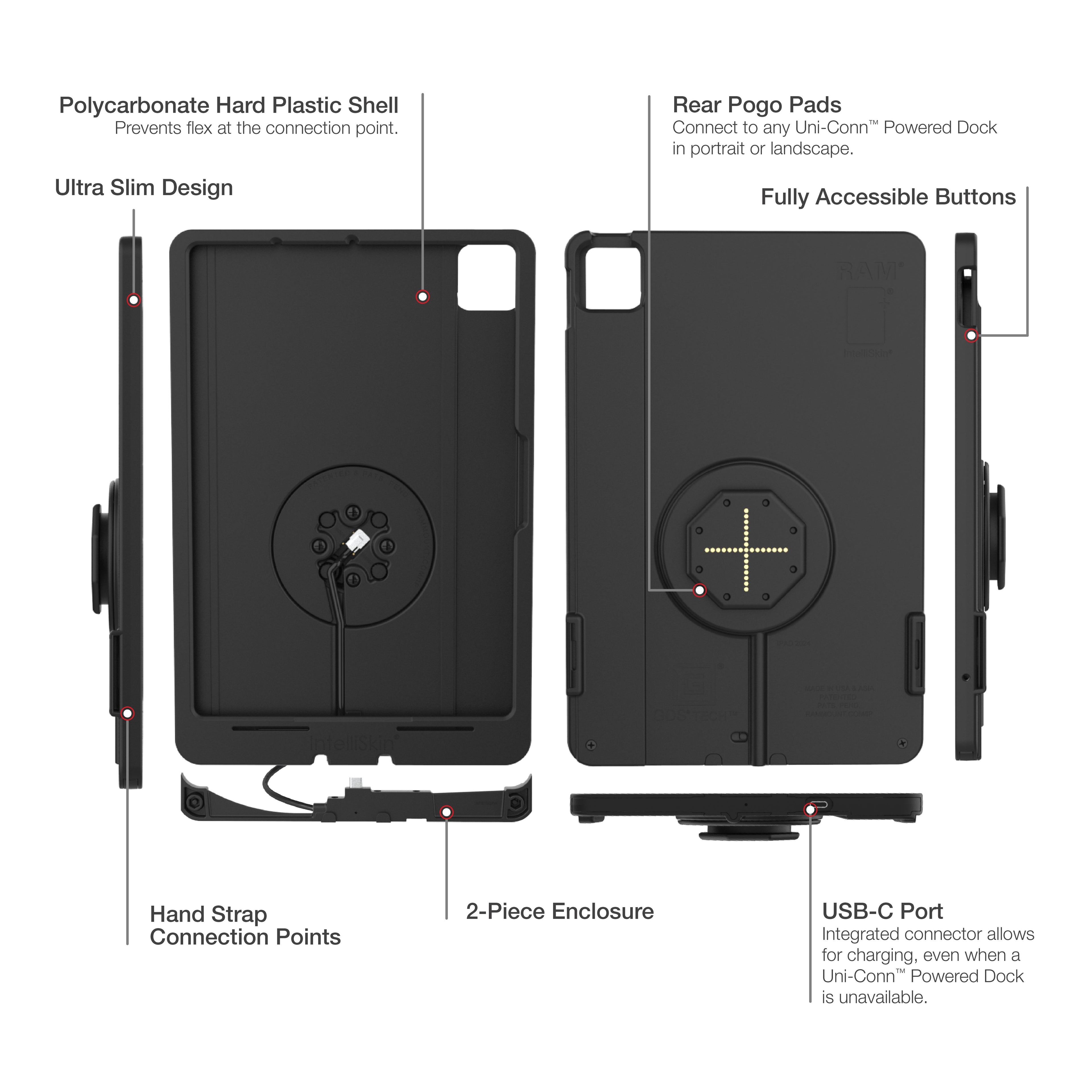 RAM-GDS-SKIN-AP45-M4-TCB:RAM-GDS-SKIN-AP45-M4-TCB_1:IntelliSkin® Thin-Case™ for iPad Pro 11 (M4 & M5) (Rear Pogo Pads)