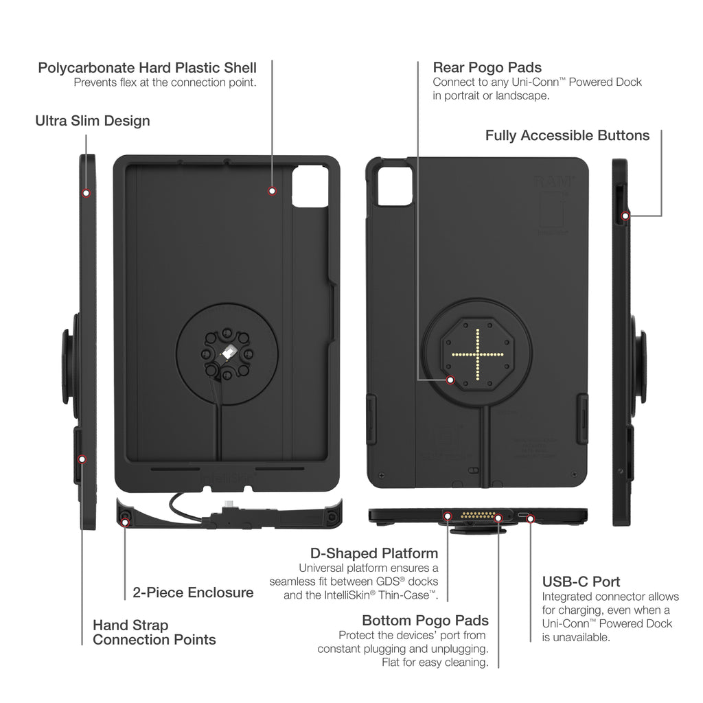 RAM-GDS-SKIN-AP45-M4-TCDB:RAM-GDS-SKIN-AP45-M4-TCDB_1:IntelliSkin® Thin-Case™ for iPad Pro 11 (D Shape & Rear Pogo Pads)