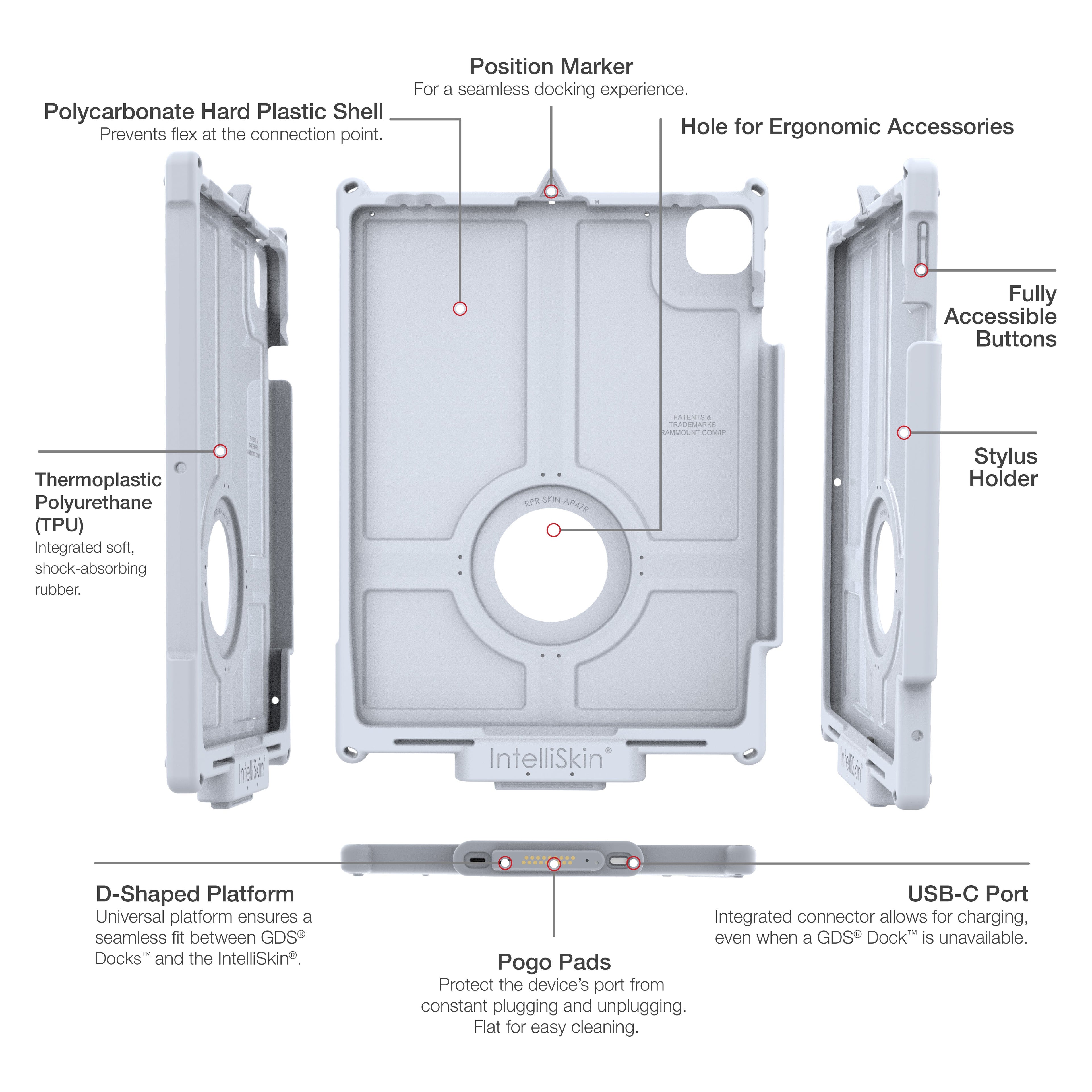 RAM-GDS-SKIN-AP47-NG-GRY:RAM-GDS-SKIN-AP47-NG-GRY_1:IntelliSkin® Next Gen for iPad Pro 13 (M4), Air 13 & Pro 12.9 - Gray