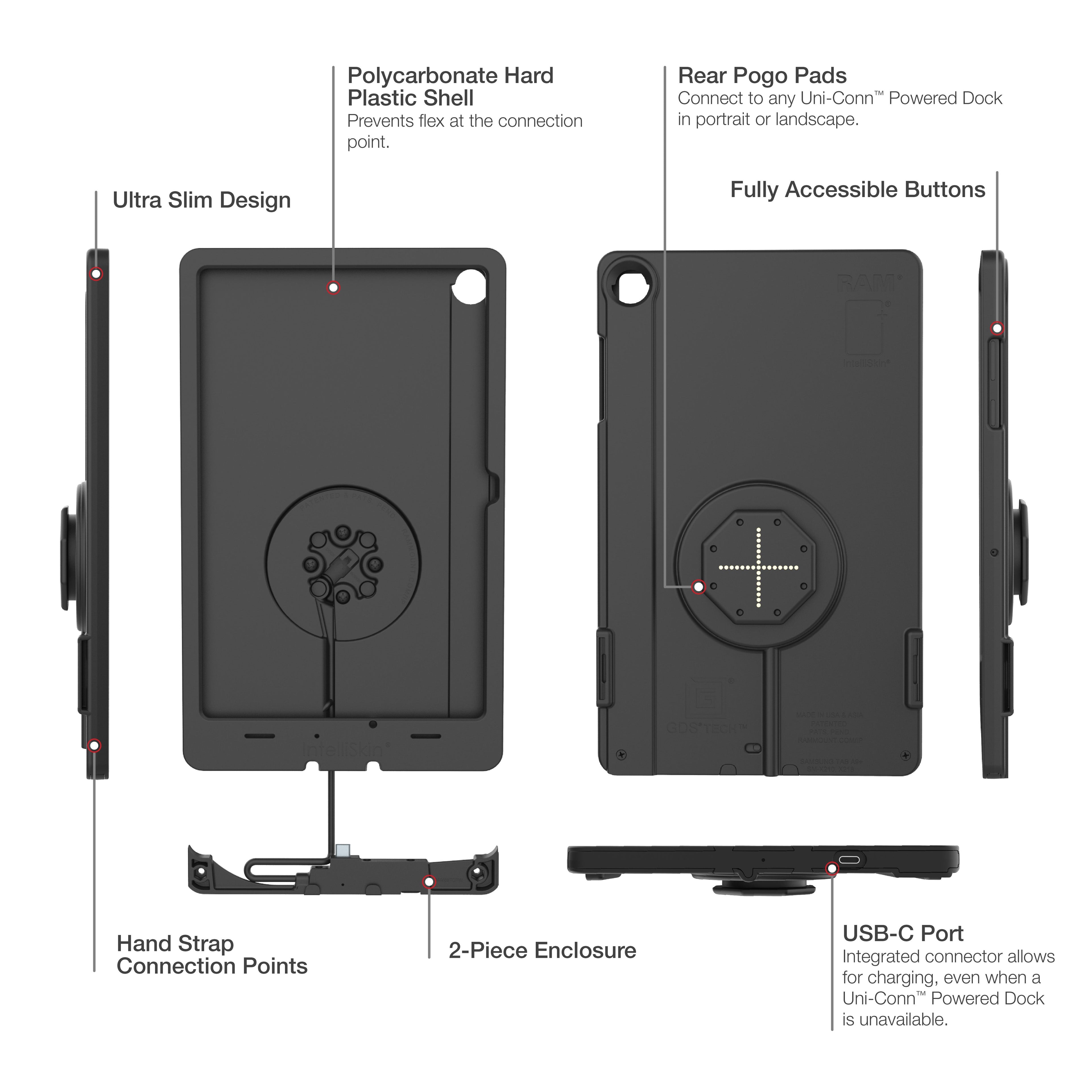 RAM-GDS-SKIN-SAM88-TCB-1:RAM-GDS-SKIN-SAM88-TCB-1_1:IntelliSkin® Thin-Case™ for Samsung Tab A11+ (Rear Pogo Pads)