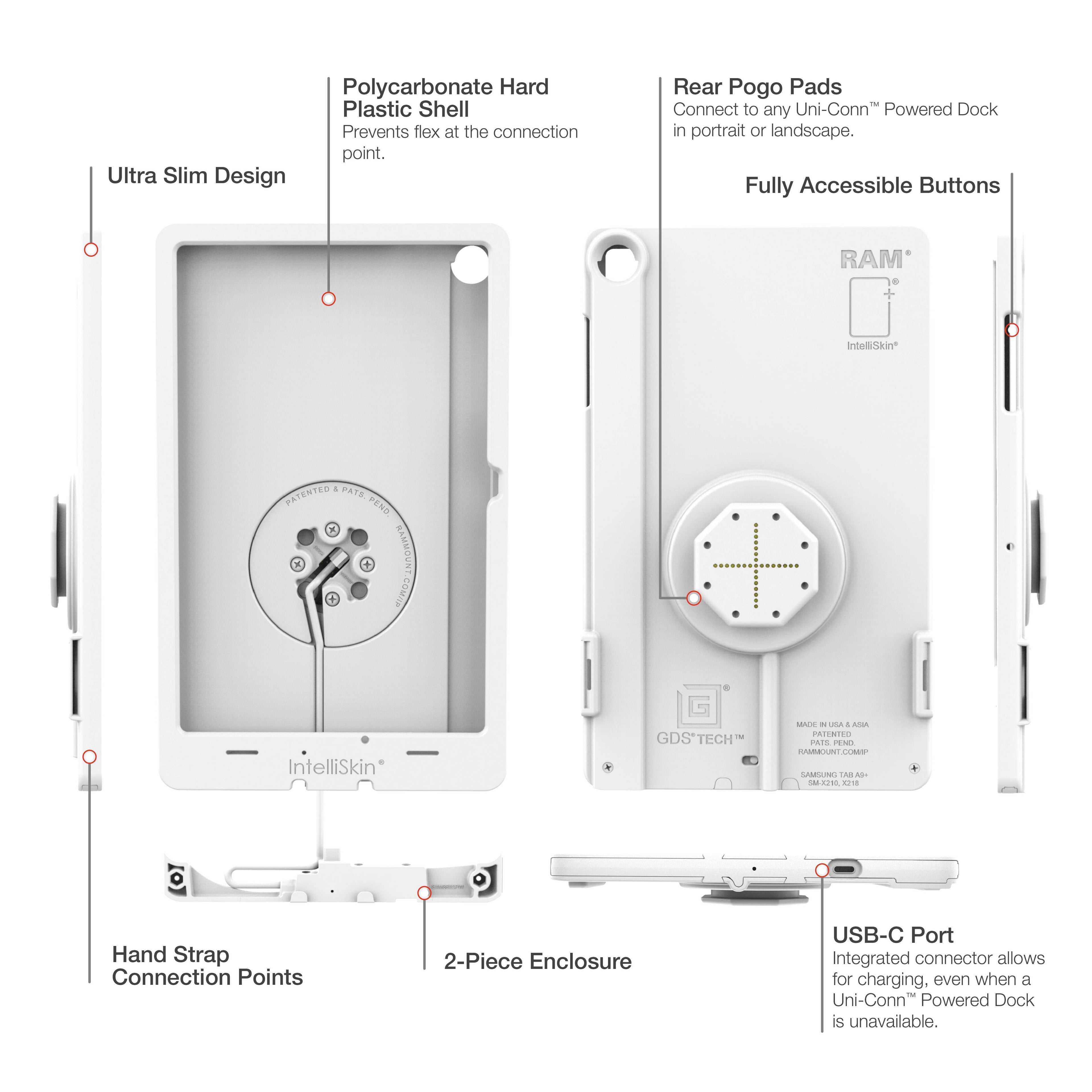 RAM-GDS-SKIN-SAM88-TCB-GRY-1:RAM-GDS-SKIN-SAM88-TCB-GRY-1_1:IntelliSkin® Thin-Case™ for Samsung Tab A11+ (Rear Pogo Pads) ...