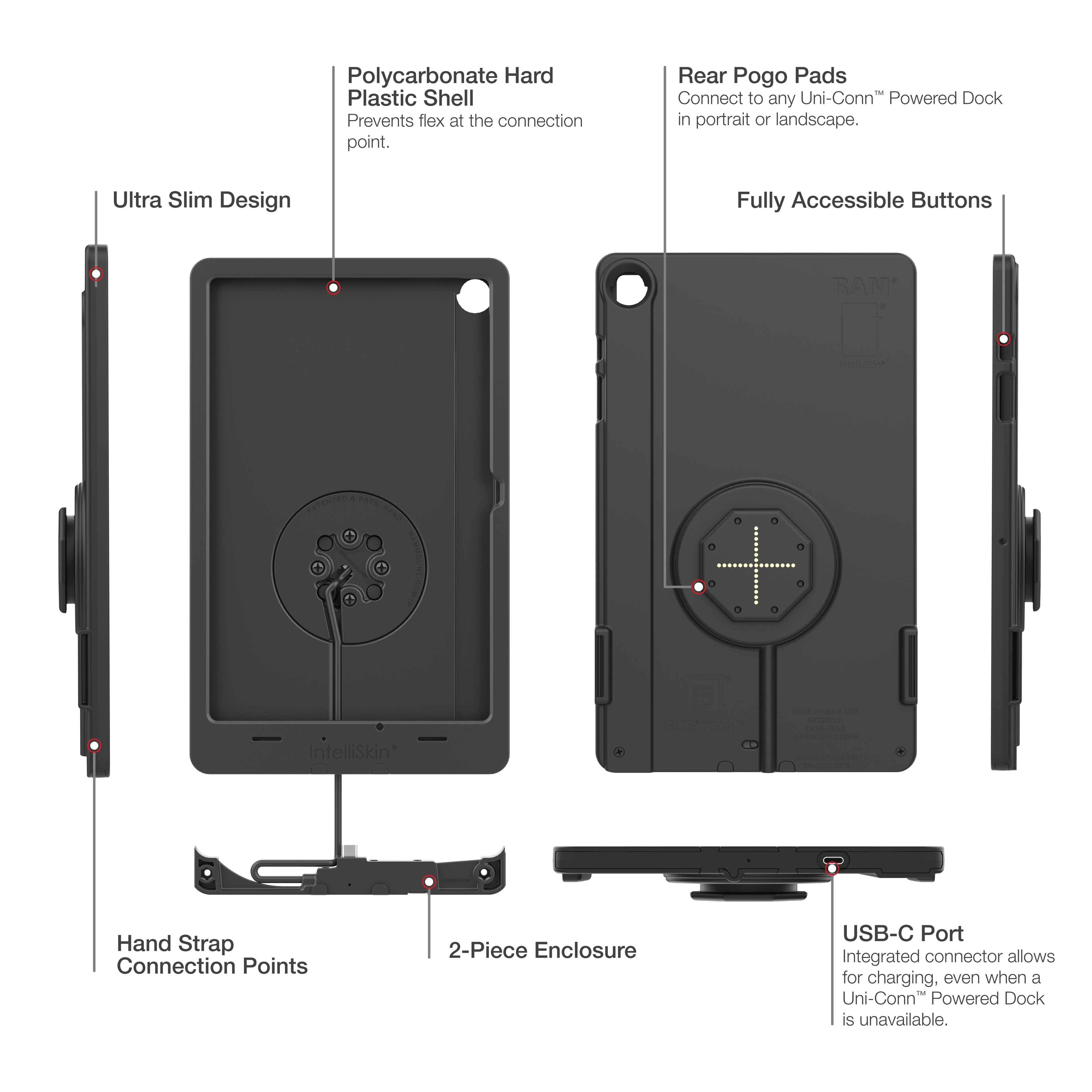 RAM-GDS-SKIN-SAM88-TCB:RAM-GDS-SKIN-SAM88-TCB_1:IntelliSkin® Thin-Case™ for Samsung Tab A9+ (Rear Pogo Pads)