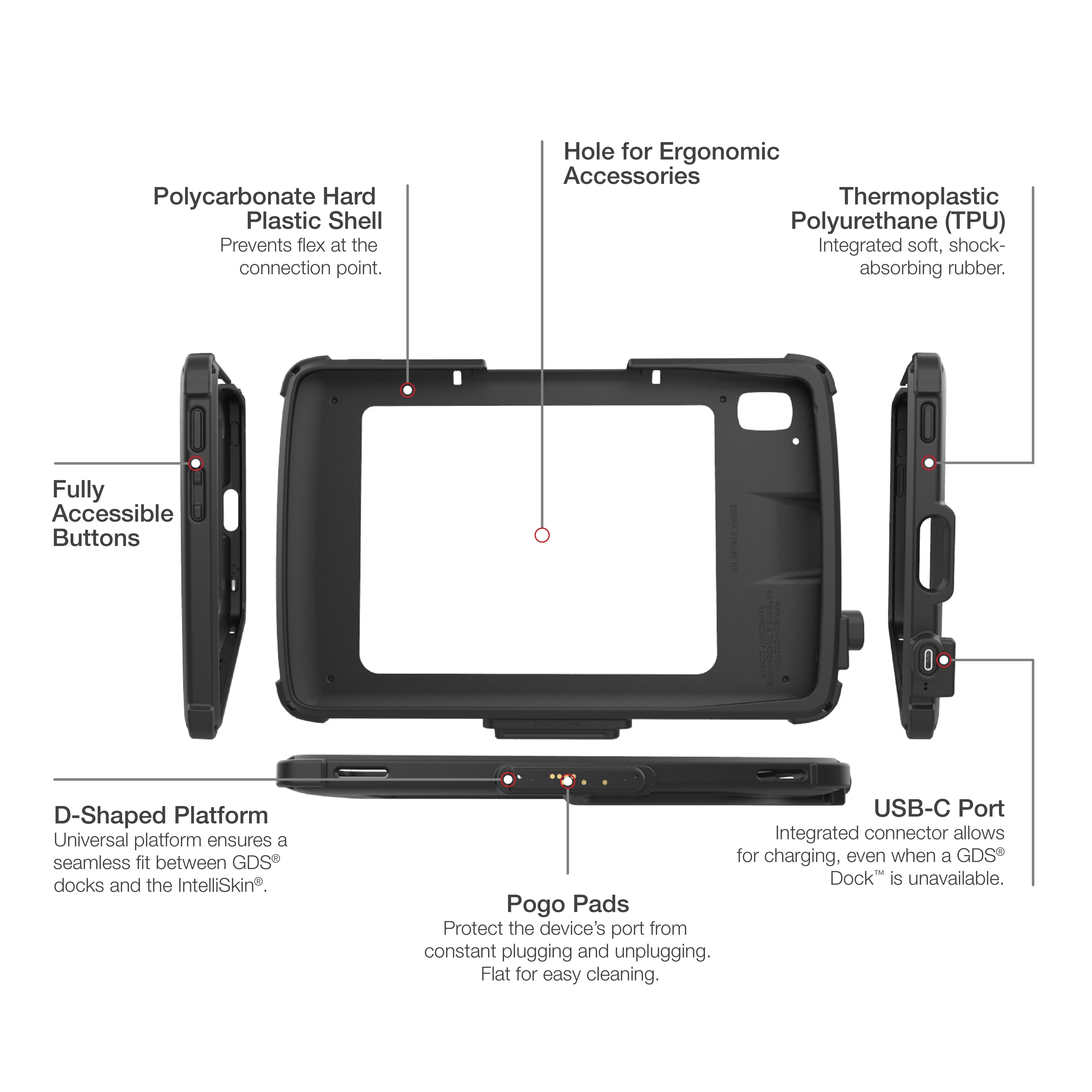 RAM-GDS-SKIN-ZE21C-NG:RAM-GDS-SKIN-ZE21C-NG_1:IntelliSkin® Next Gen for Zebra ET4x 10" Enterprise Tablet