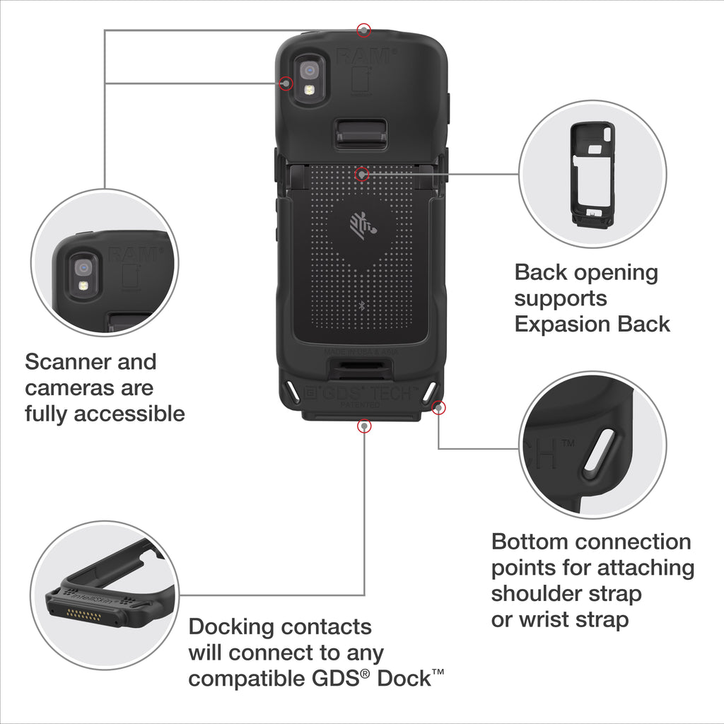 RAM-GDS-SKIN-ZE24:RAM-GDS-SKIN-ZE24_1:IntelliSkin® for Zebra TC22/27
