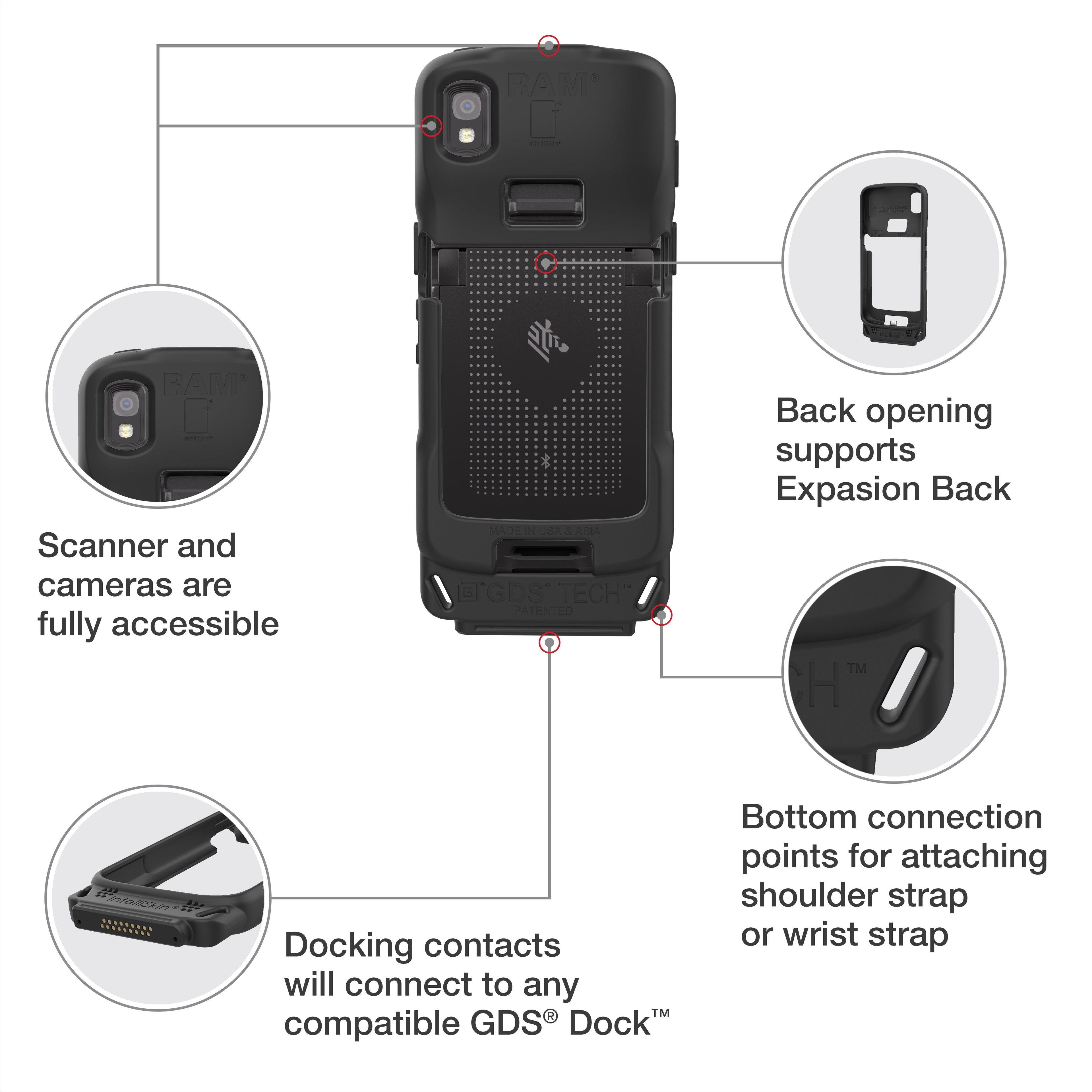 RAM-GDS-SKIN-ZE24:RAM-GDS-SKIN-ZE24_1:IntelliSkin® for Zebra TC22/27