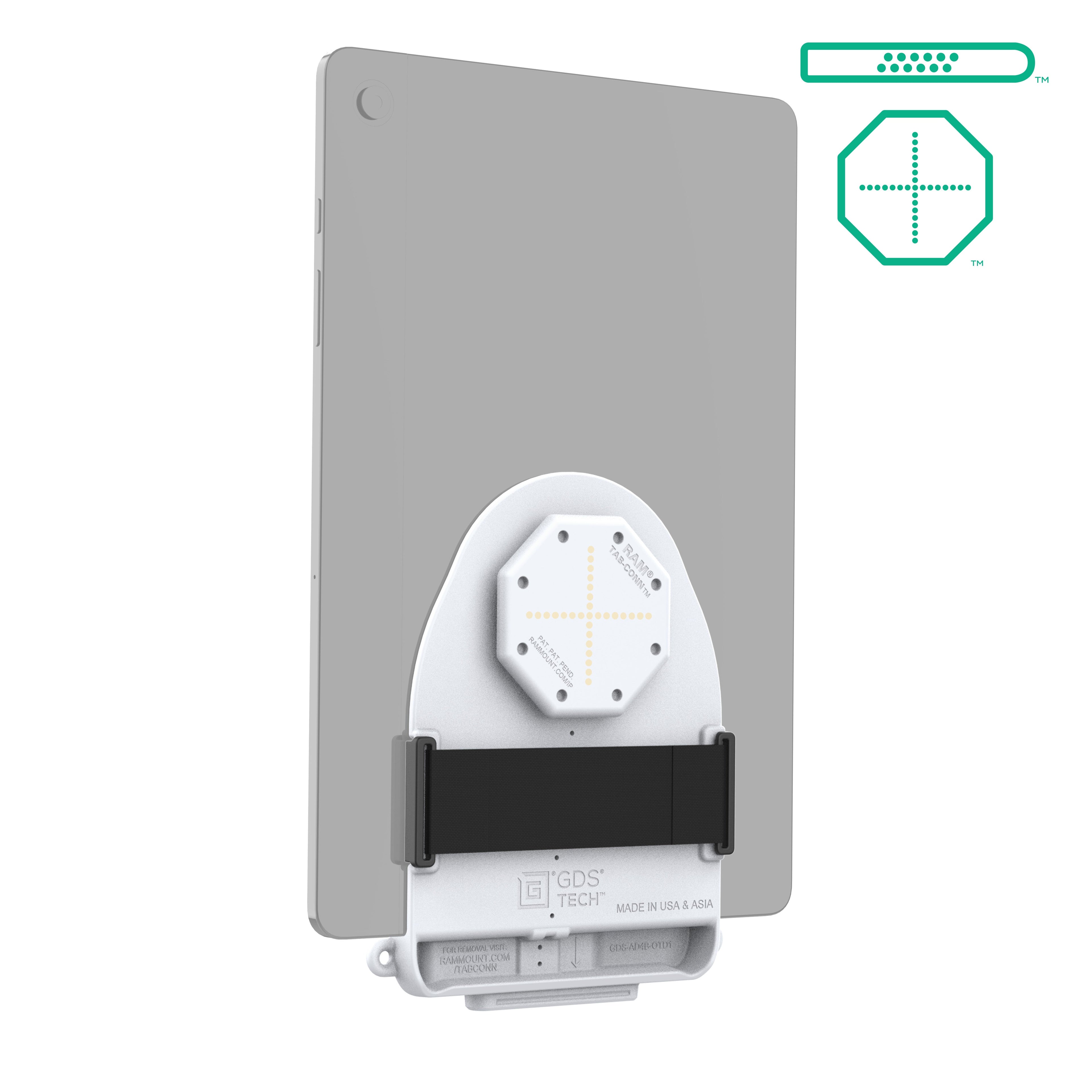 RAM-GDS-TABC-B1DB-GRY:RAM-GDS-TABC-B1DB-GRY_1:GDS® Tab-Conn™ for Tablets Without Case (D Shape & Rear Pads) - Gray
