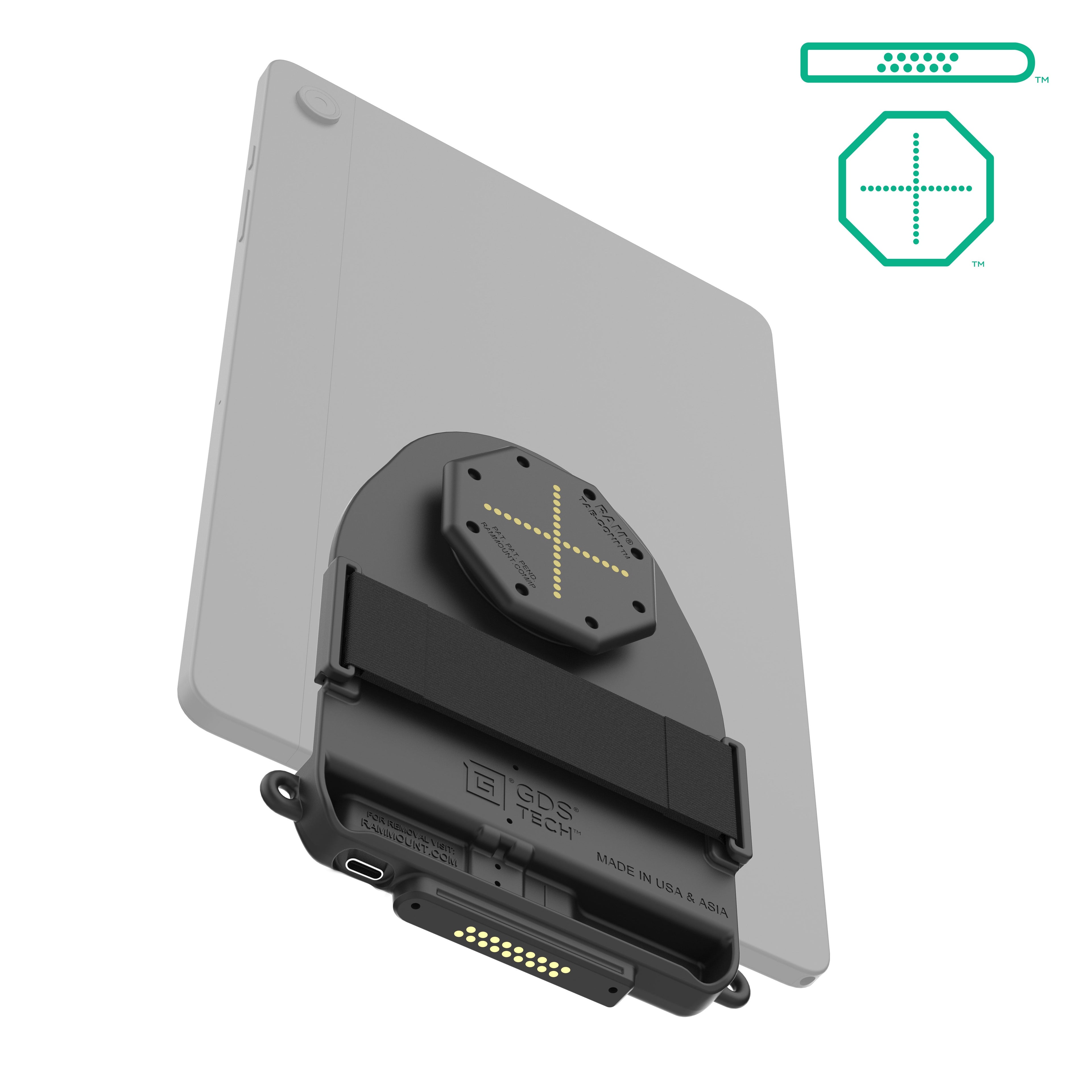 RAM-GDS-TABC-B1DB:RAM-GDS-TABC-B1DB_1:GDS® Tab-Conn™ for Tablets Without Case (D Shape & Rear Pogo Pads)