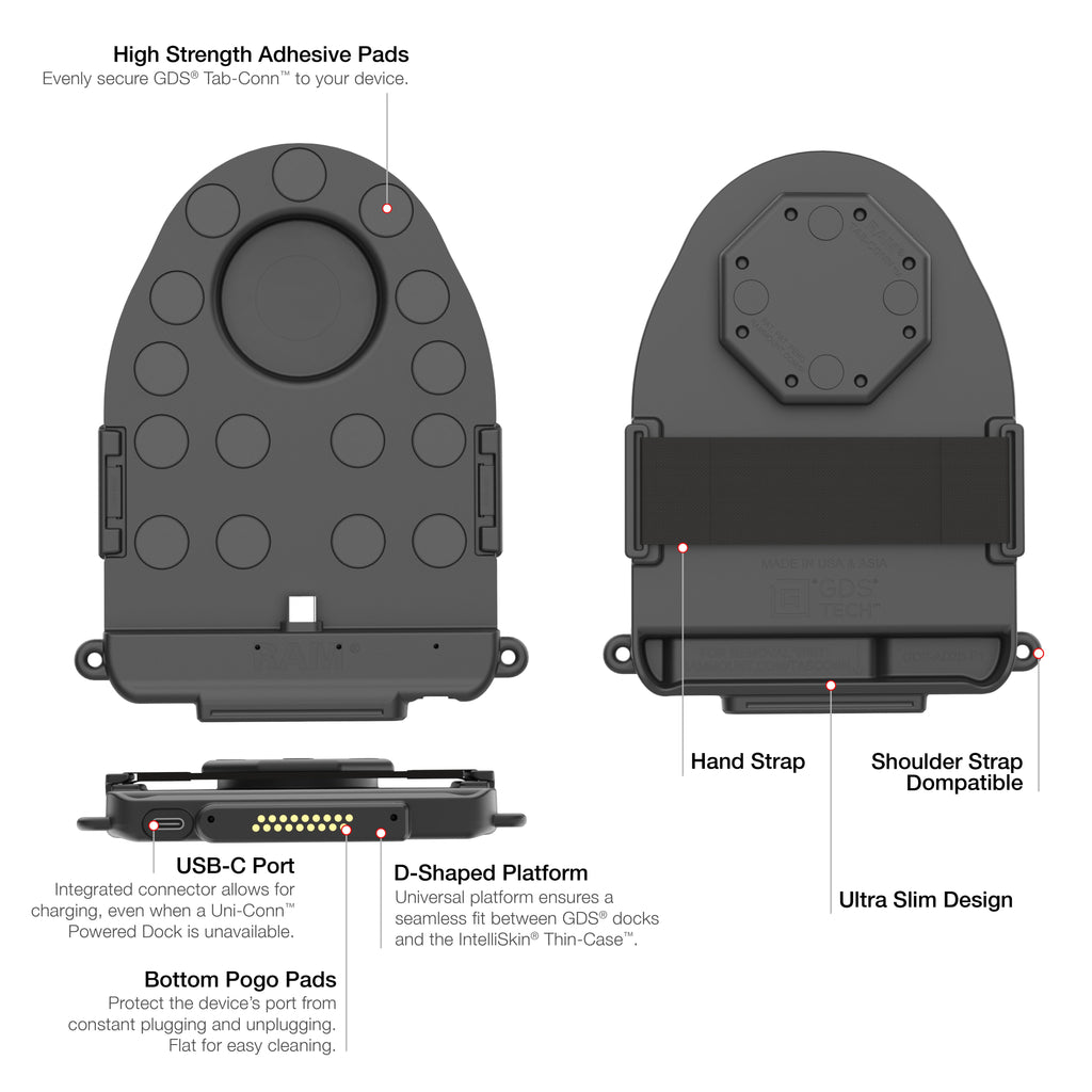RAM-GDS-TABC-B1D:RAM-GDS-TABC-B1D_1:GDS® Tab-Conn™ for Tablets Without Case (D Shape Pogo Pads)