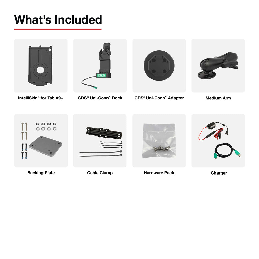 RAM-GDS-U1-SAM88-KIT1:RAM-GDS-U1-SAM88-KIT1_1:GDS® Uni-Conn™ Vehicle Bundle for Samsung Tab A9+