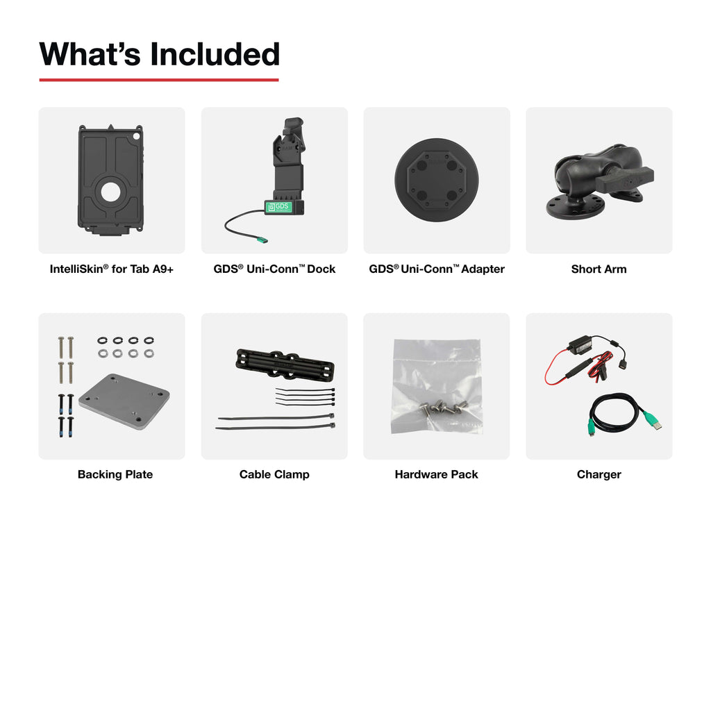 RAM-GDS-U1-SAM88-KIT4:RAM-GDS-U1-SAM88-KIT4_1:GDS® Uni-Conn™ Vehicle Bundle + Single USB-C for Samsung Tab A9+