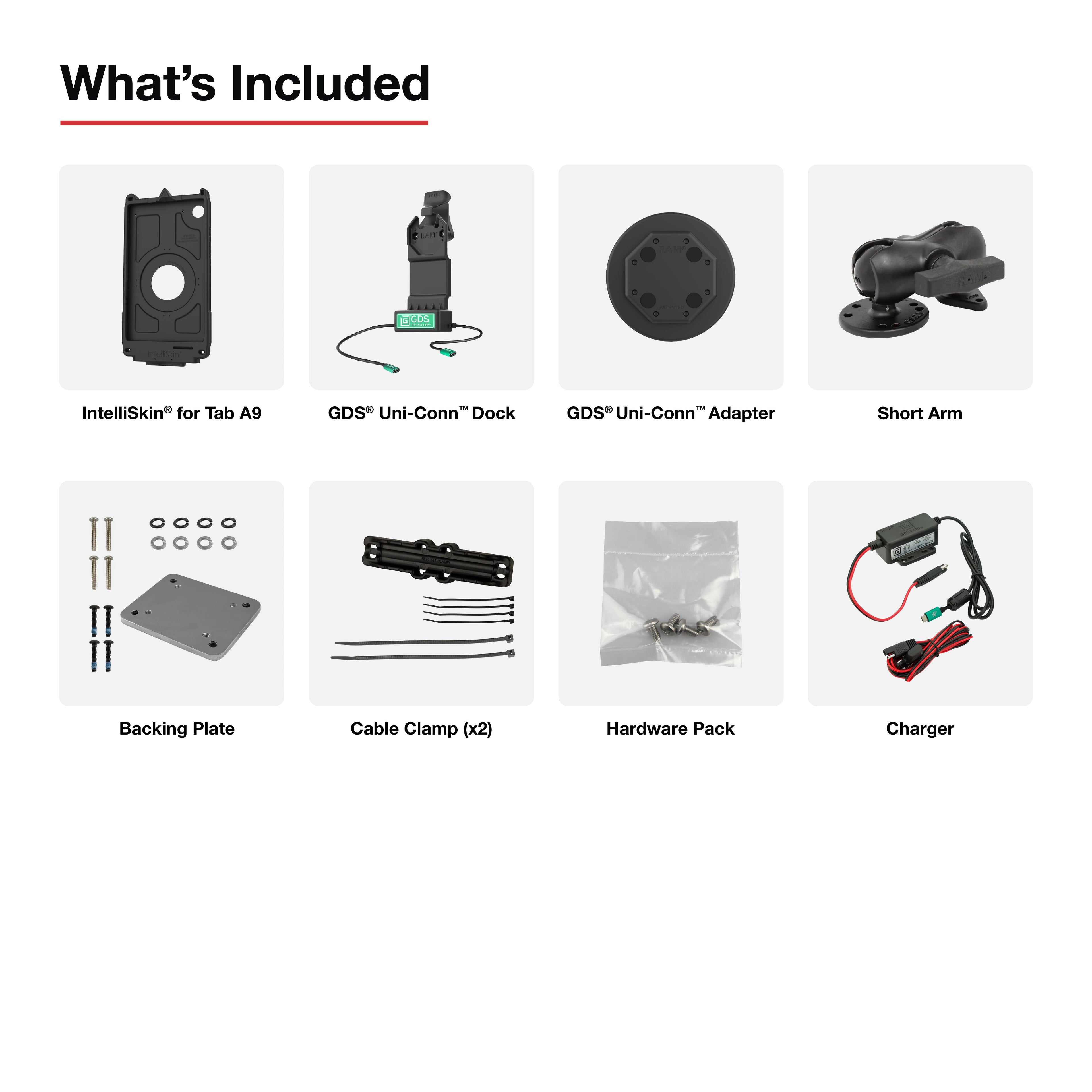 RAM-GDS-U1-SAM95-KIT4:RAM-GDS-U1-SAM95-KIT4_1:GDS® Uni-Conn™ Klein VALOR PTT Vehicle Bundle for Samsung Tab A9