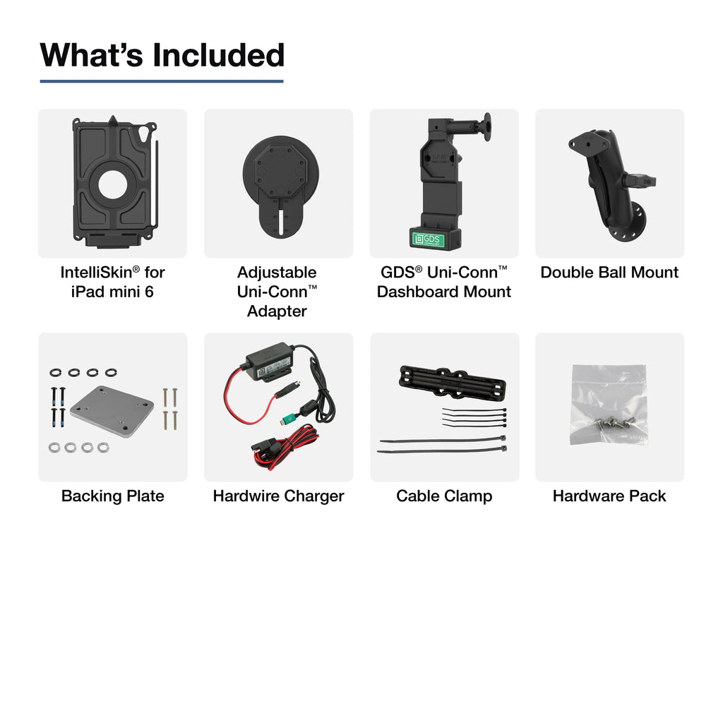 RAM-GDS-U4-AP36-KIT1:RAM-GDS-U4-AP36-KIT1_1:GDS® Uni-Conn™ Vehicle Bundle for Apple iPad mini (A17 Pro) & mini 6