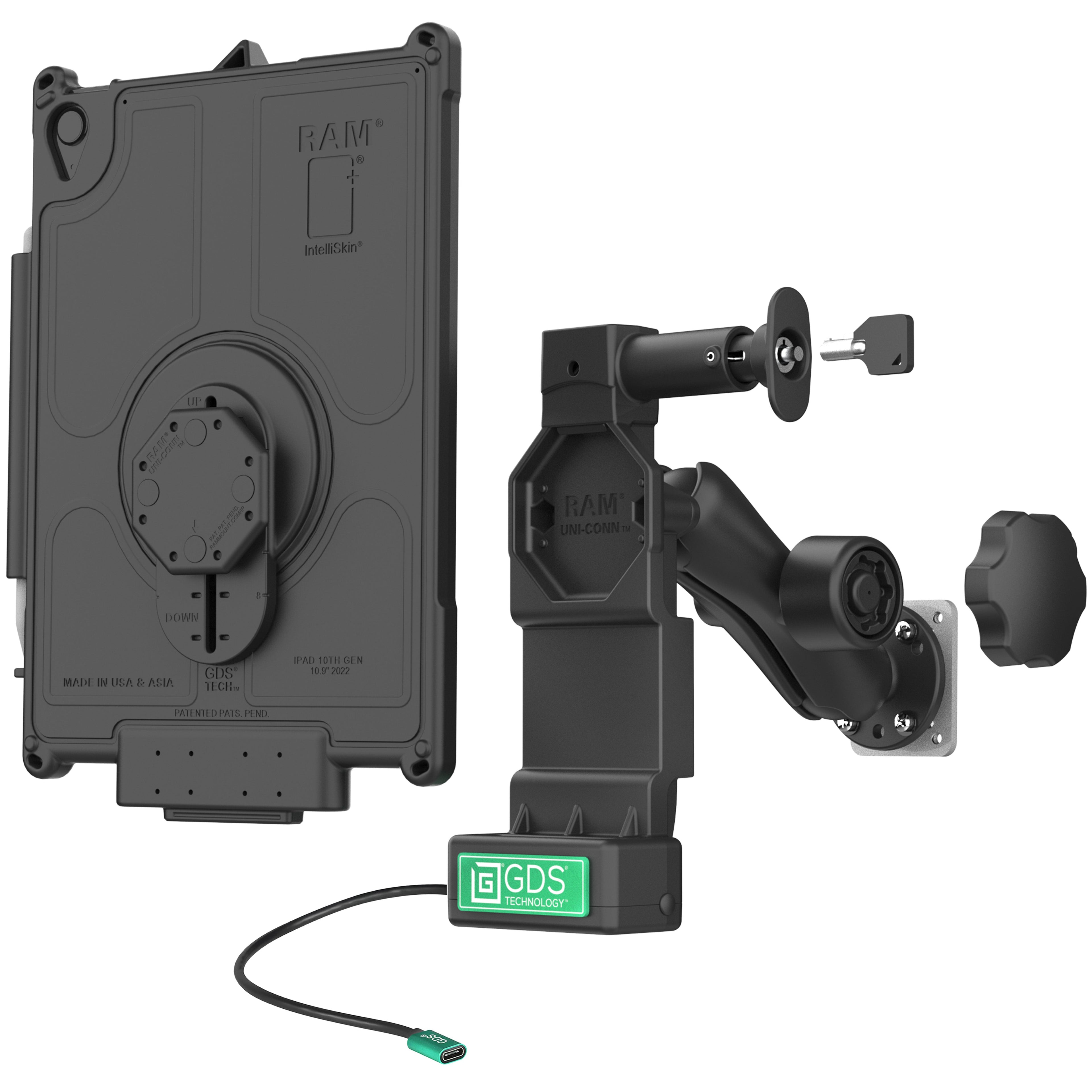RAM-GDS-U4-AP40-KIT2:RAM-GDS-U4-AP40-KIT2_1:GDS® Uni-Conn™ Locking Vehicle Bundle for Apple iPad 10th & 11th Gen