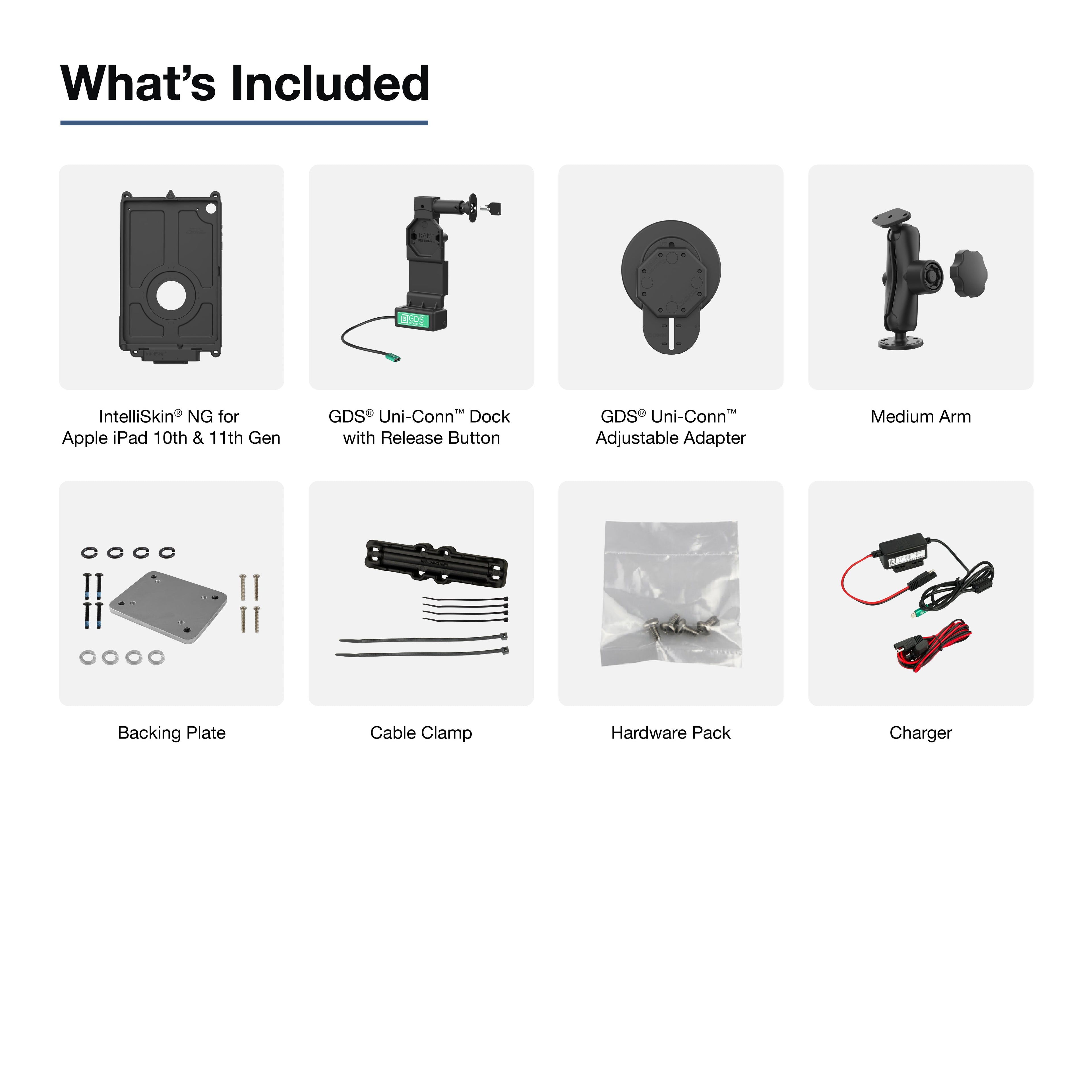 RAM-GDS-U4-AP40-KIT2:RAM-GDS-U4-AP40-KIT2_1:GDS® Uni-Conn™ Locking Vehicle Bundle for Apple iPad 10th & 11th Gen