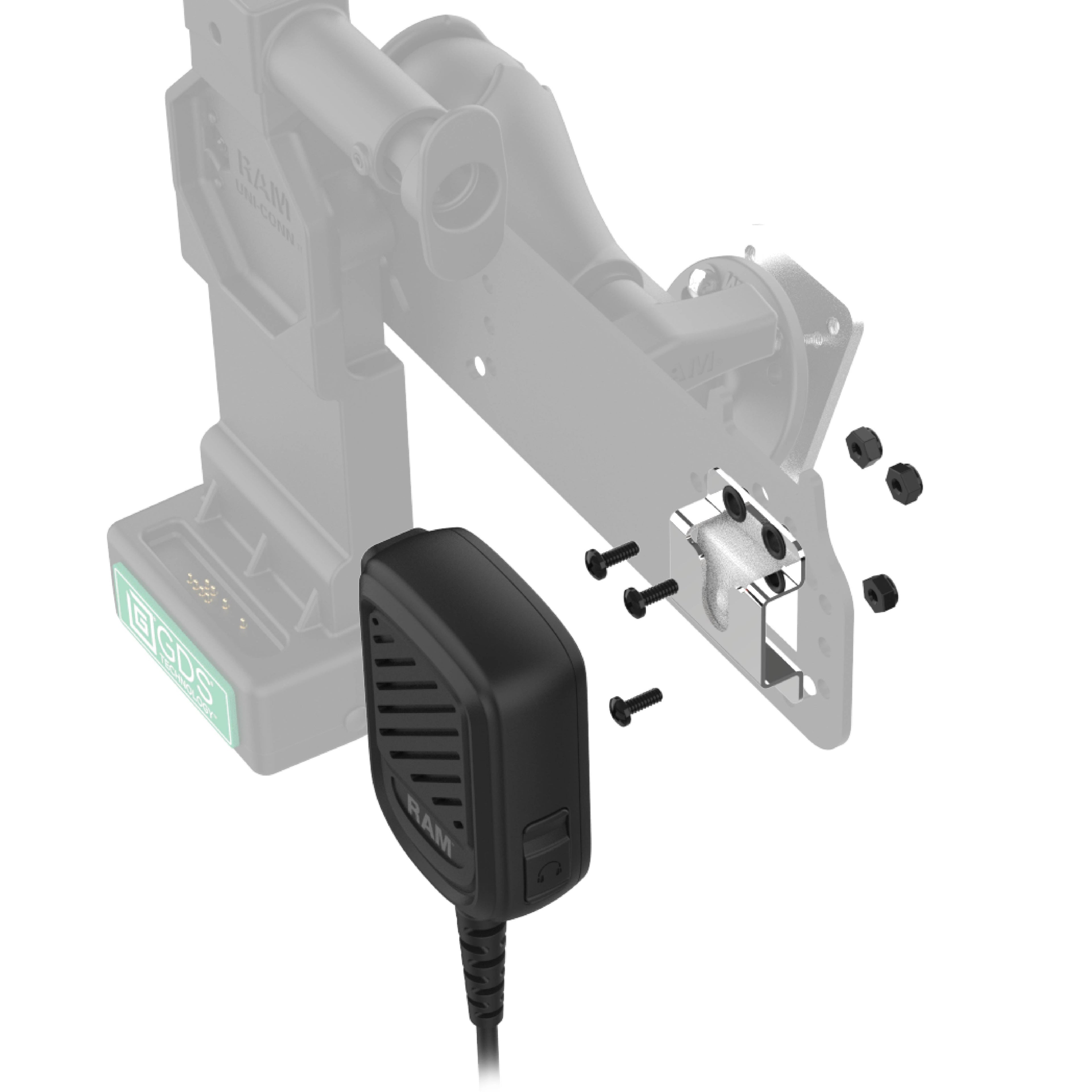RAM-GDS-U4-RSM-A04:RAM-GDS-U4-RSM-A04_1:GDS® Uni-Conn™ PTT Remote Speaker Mic Bundle for ESChat & Zello