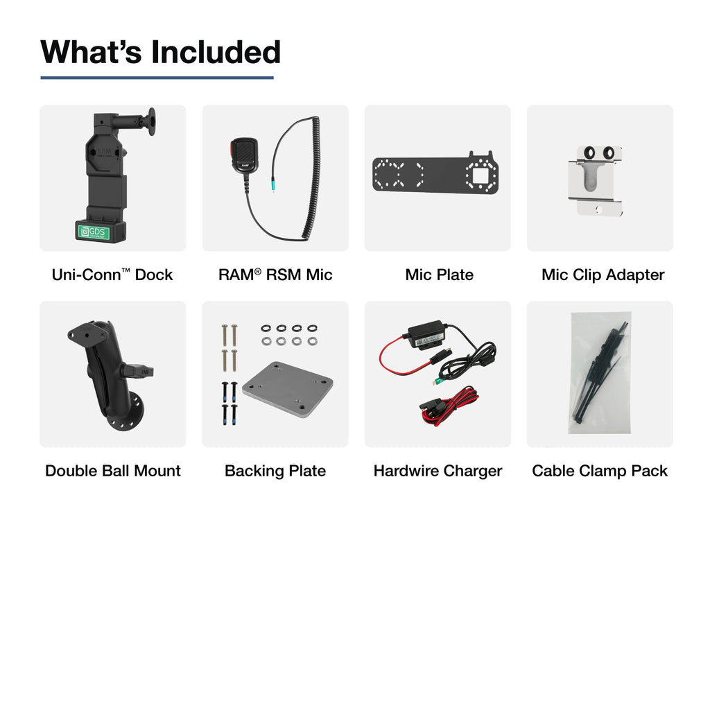 RAM-GDS-U4-RSM-A04:RAM-GDS-U4-RSM-A04_1:GDS® Uni-Conn™ PTT Remote Speaker Mic Bundle for ESChat & Zello