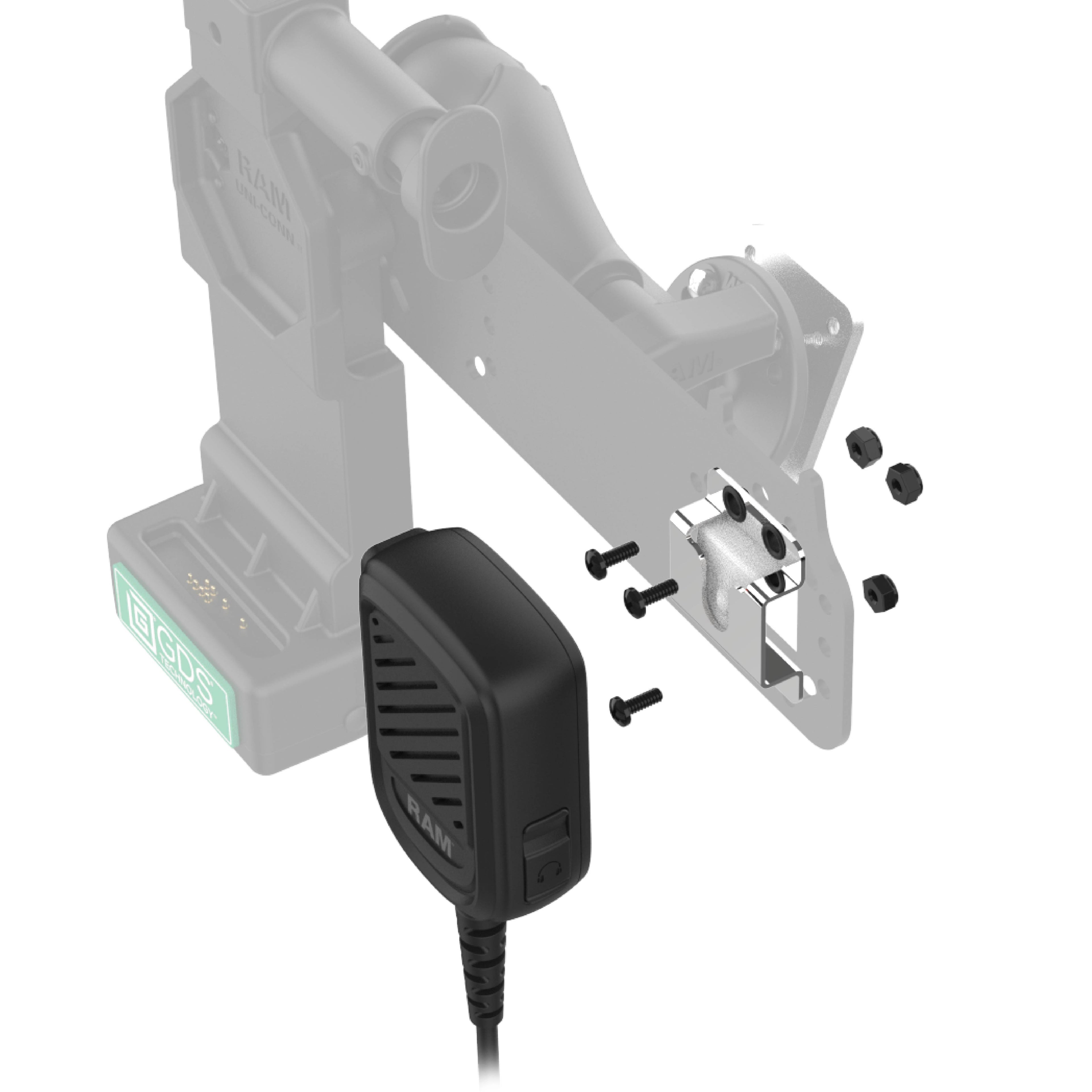 RAM-GDS-U4-RSM-A05:RAM-GDS-U4-RSM-A05_1:GDS® Uni-Conn™ PTT Remote Speaker Mic Bundle for Kodiak