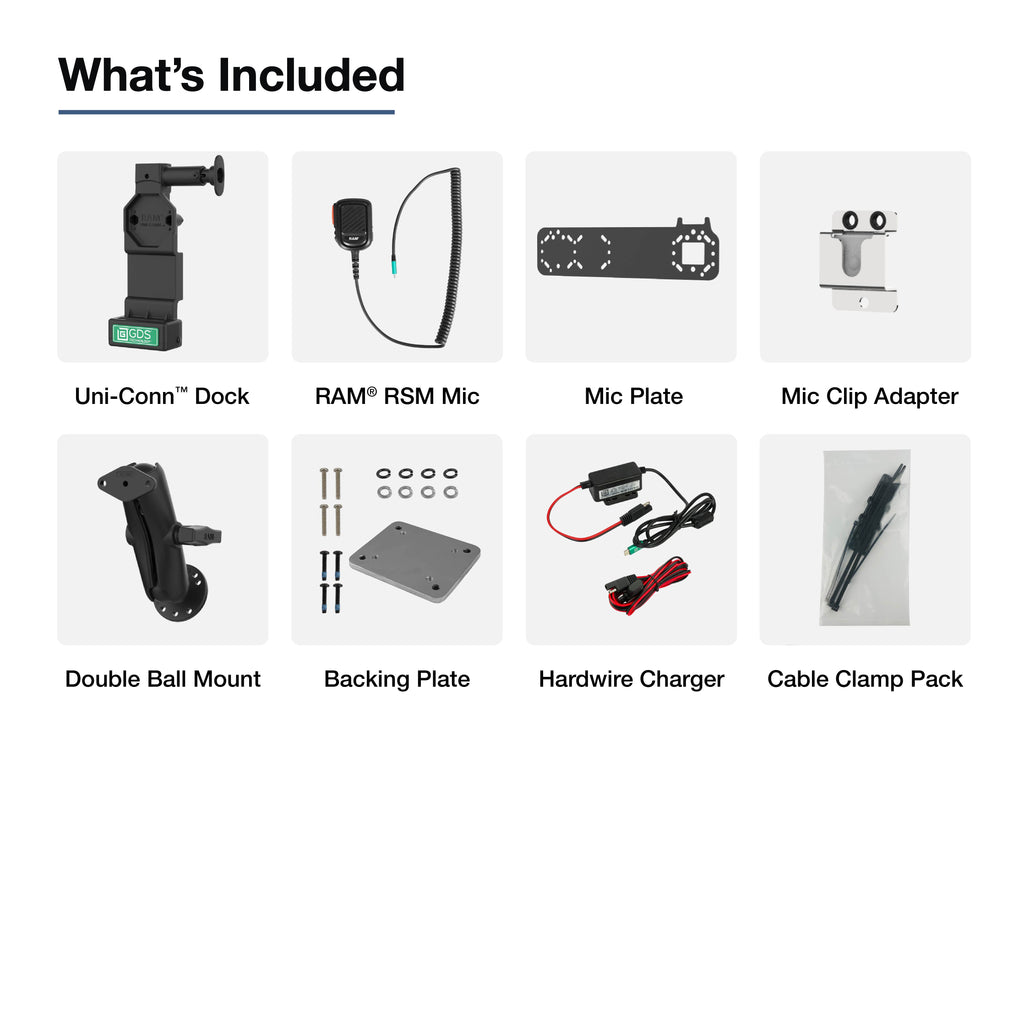 RAM-GDS-U4-RSM-A05:RAM-GDS-U4-RSM-A05_1:GDS® Uni-Conn™ PTT Remote Speaker Mic Bundle for Kodiak