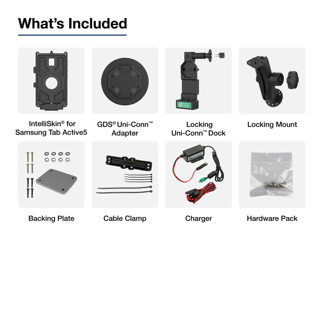 RAM-GDS-U4-SAM90-KIT2:RAM-GDS-U4-SAM90-KIT2_1:GDS® Uni-Conn™ Locking Vehicle Bundle for Samsung Tab Active5