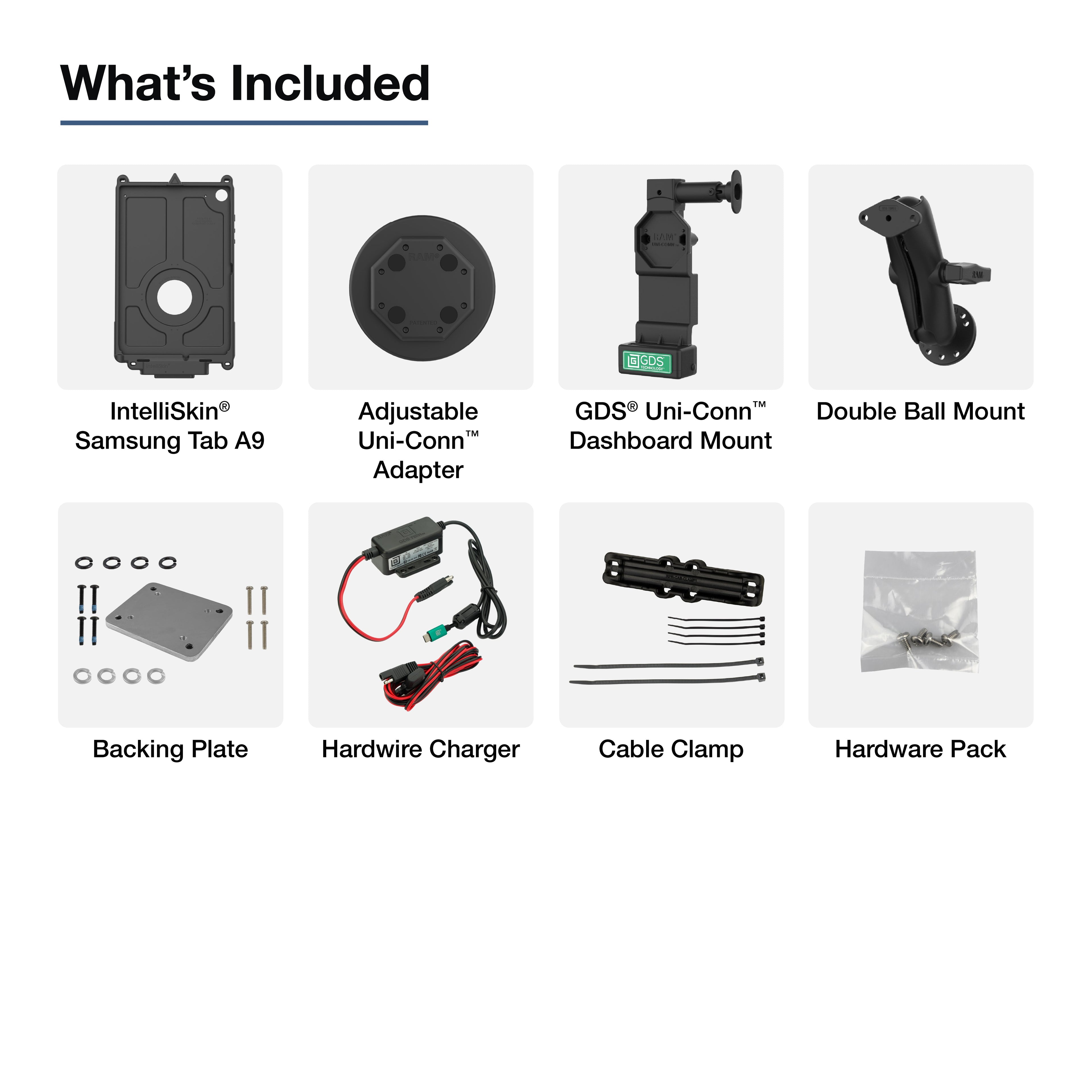 RAM-GDS-U4-SAM95-1-KIT1:RAM-GDS-U4-SAM95-1-KIT1_1:GDS® Uni-Conn™ Vehicle Bundle for Samsung Tab A11