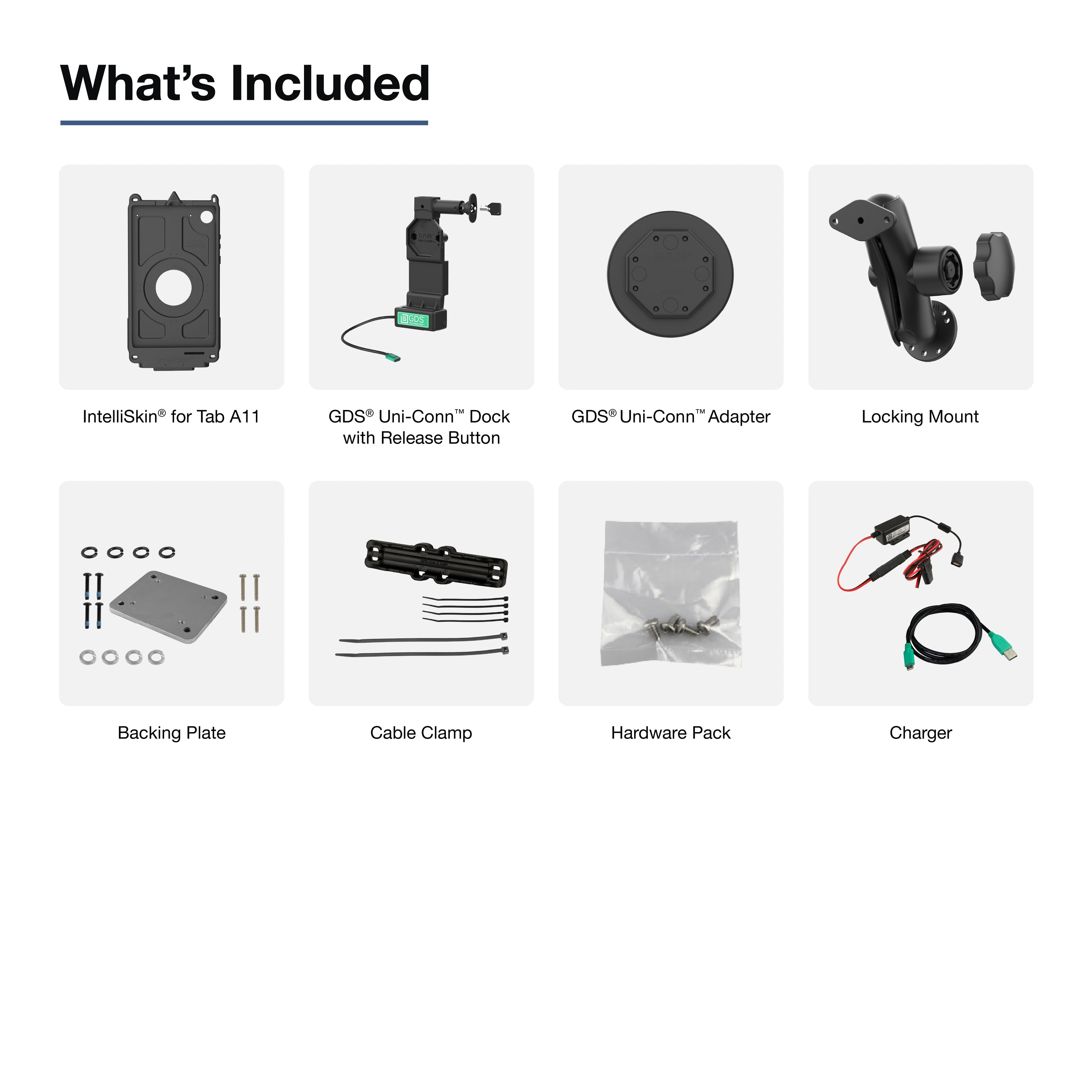 RAM-GDS-U4-SAM95-1-KIT2:RAM-GDS-U4-SAM95-1-KIT2_1:GDS® Uni-Conn™ Locking Vehicle Bundle for Samsung Tab A11