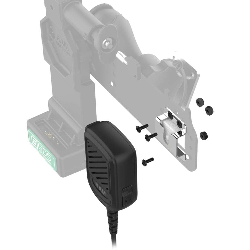 RAM-GDS-U4L-RSM-A04:RAM-GDS-U4L-RSM-A04_1:GDS® Uni-Conn™ Locking PTT Remote Speaker Mic Bundle for ESChat & Zello