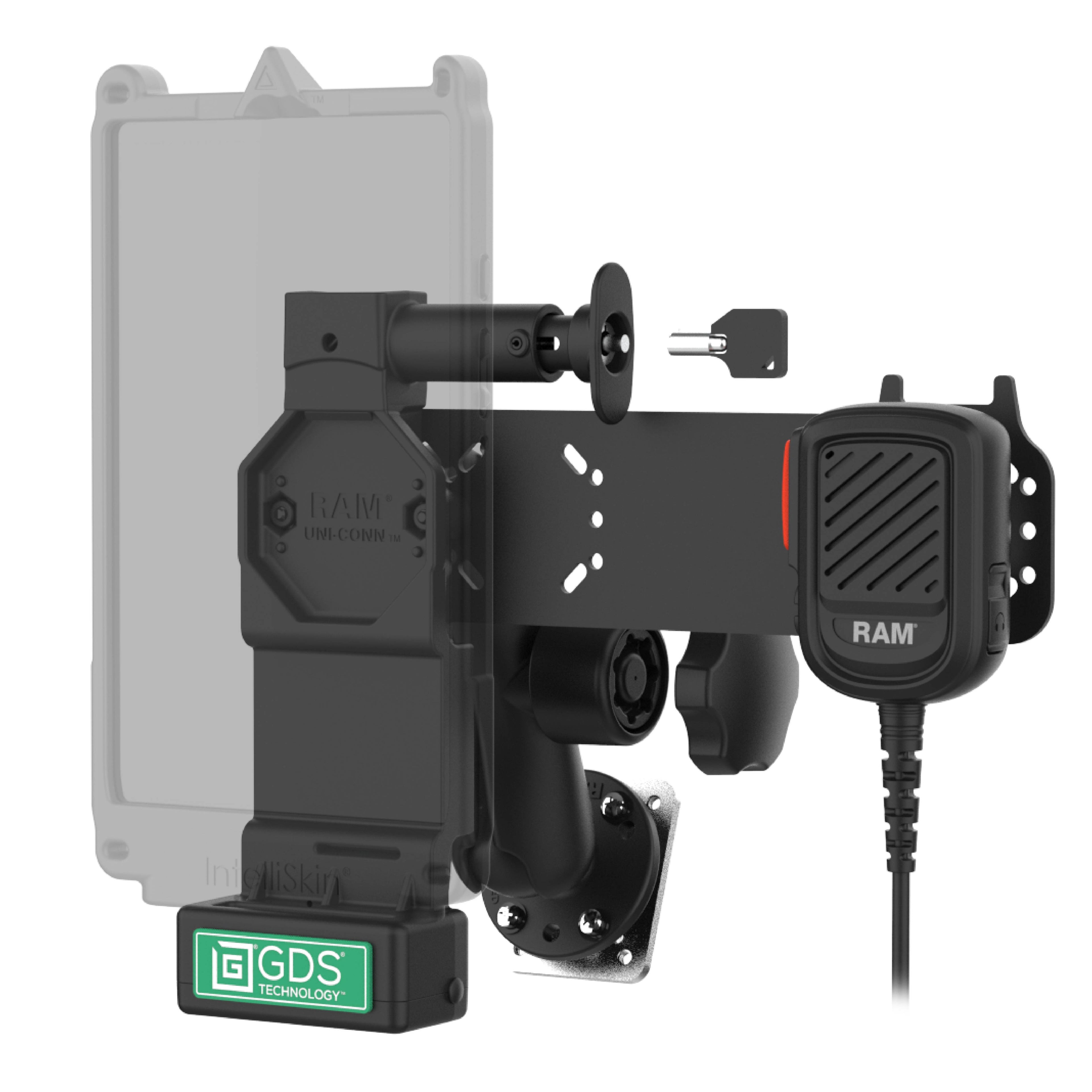 RAM-GDS-U4L-RSM-A05:RAM-GDS-U4L-RSM-A05_1:GDS® Uni-Conn™ Locking PTT Remote Speaker Mic Bundle for Kodiak