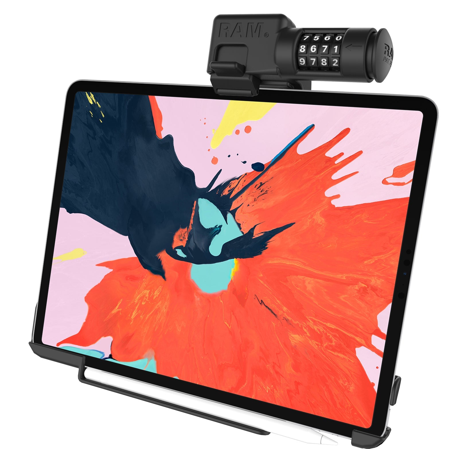 RAM-HOL-AP24CLU:RAM-HOL-AP24CLU_1:RAM® EZ-Roll'r™ Combo Locking Holder for iPad Pro 12.9 3rd - 5th Gen