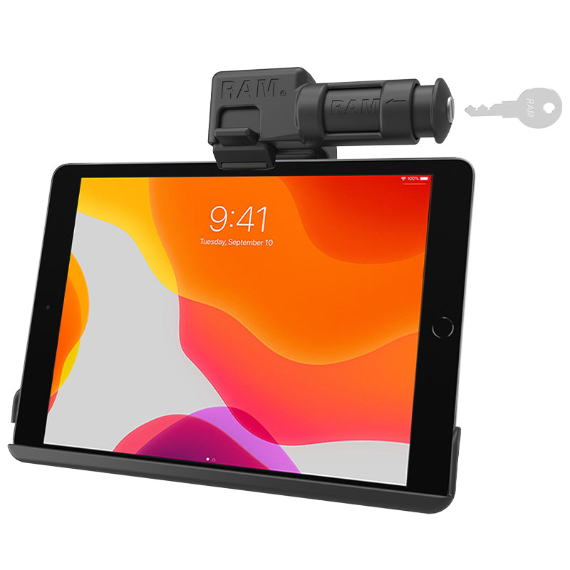 RAM-HOL-AP31KLU:RAM-HOL-AP31KLU_1:RAM® EZ-Roll'r™ Keyed Locking Holder for iPad 7th-9th Gen & Air 3
