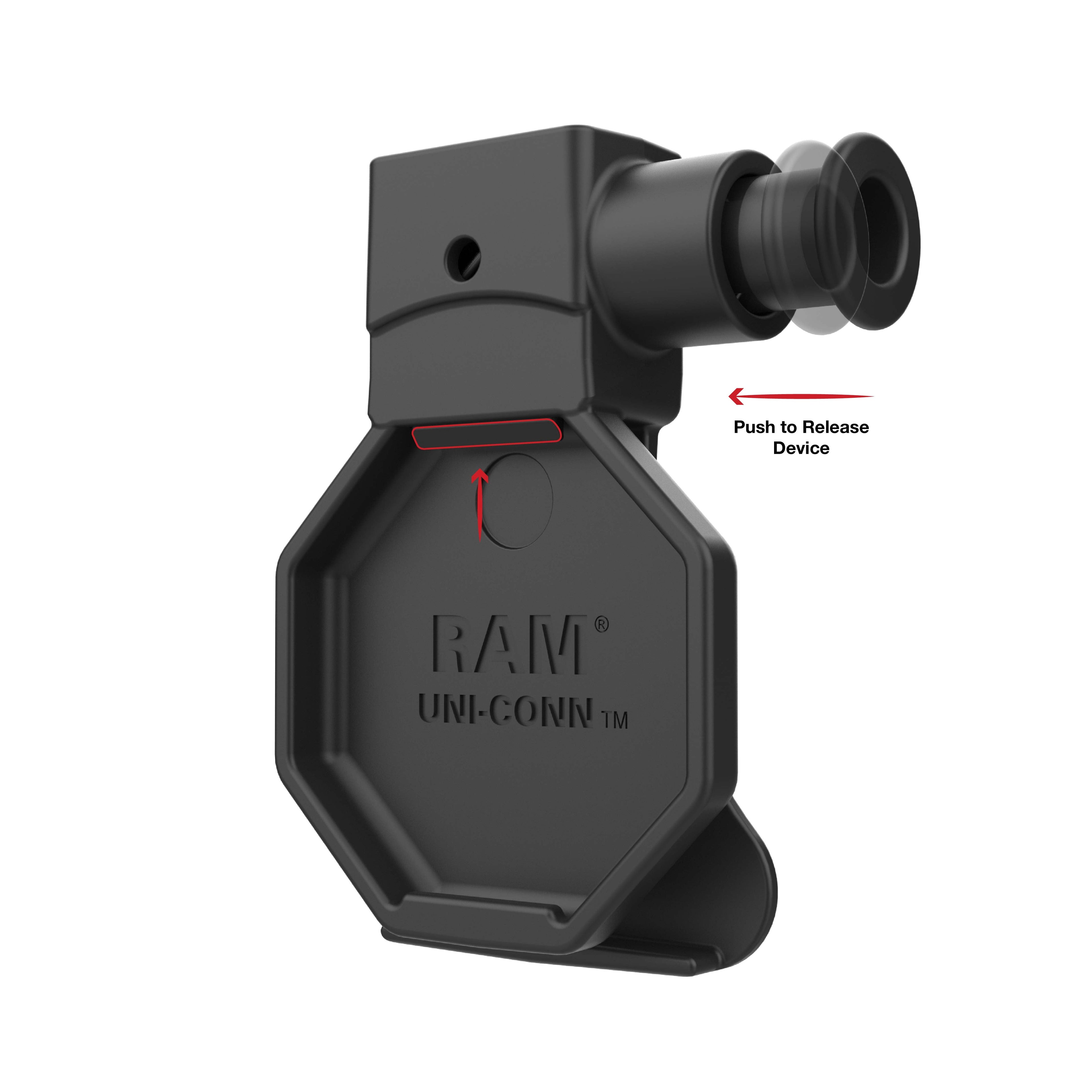 RAM-HOL-BC-U1U:RAM-HOL-BC-U1U_1:RAM® Belt Clip Holder with Release Buttion for GDS® Uni-Conn™ Button