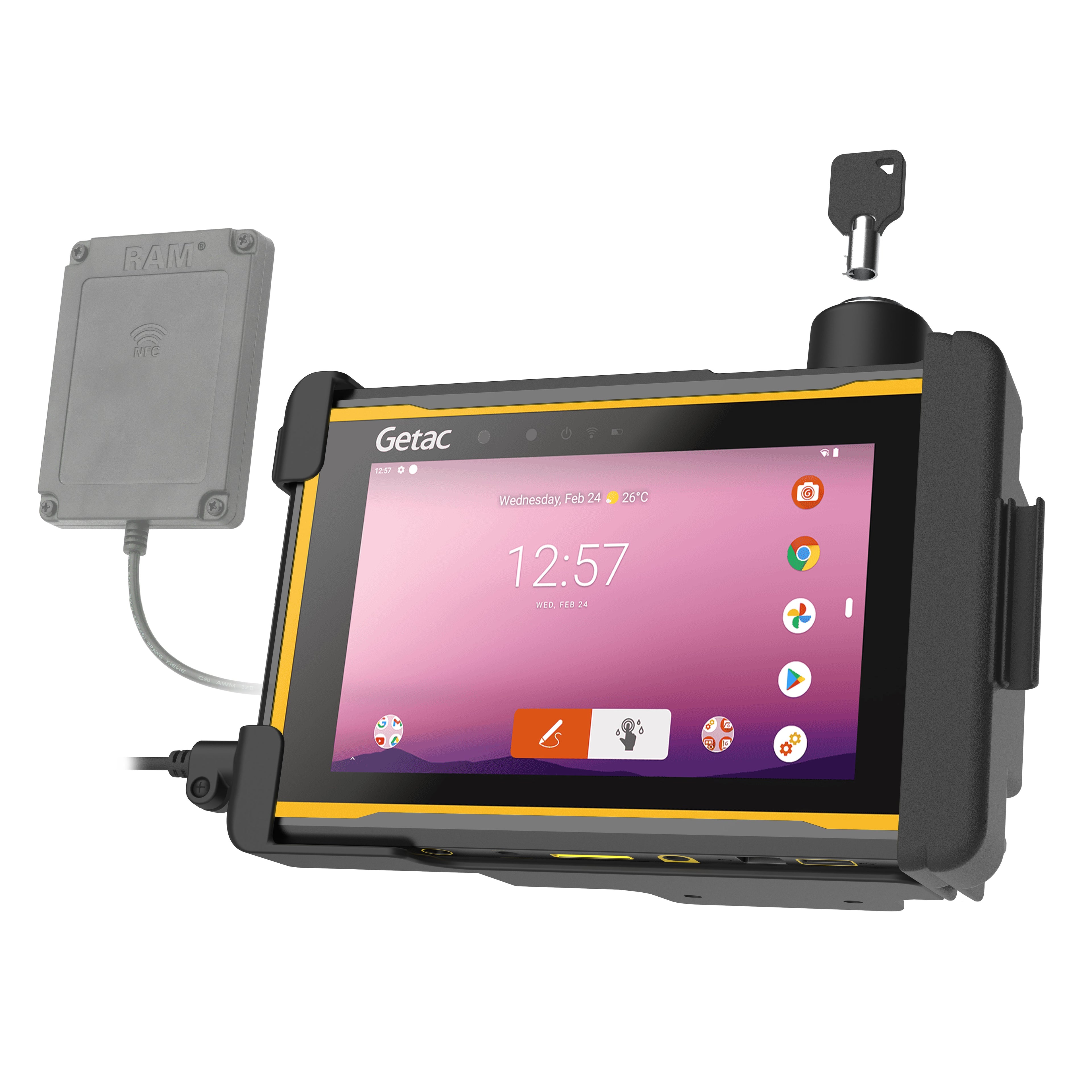 RAM-HOL-GE3NKLU:RAM-HOL-GE3NKLU_1:RAM® Form-Fit Locking Holder for Getac ZX70 - NFC Extender Compatible