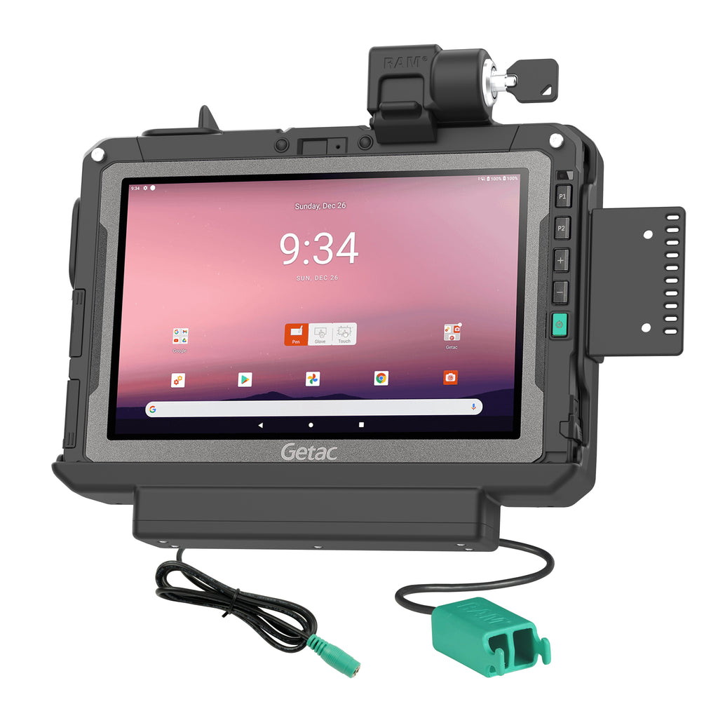 RAM-HOL-GE4PD2KLU:RAM-HOL-GE4PD2KLU_1:RAM® Locking Power + Dual USB Data Dock for Getac ZX10