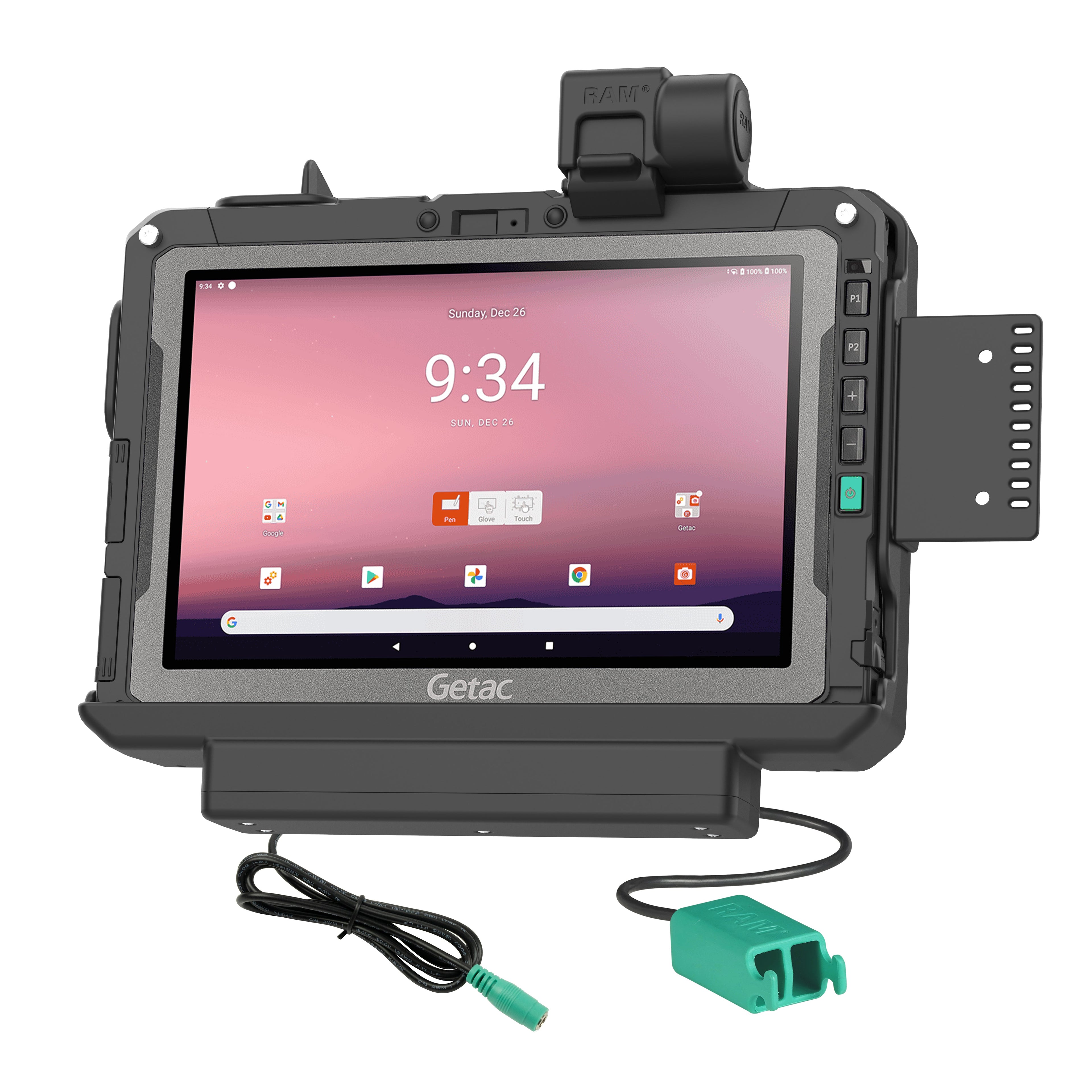 RAM-HOL-GE4PD2U:RAM-HOL-GE4PD2U_1:RAM® Power + Dual USB Data Dock for Getac ZX10