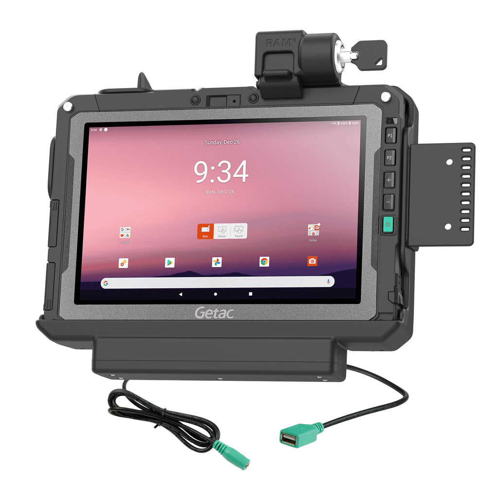 RAM-HOL-GE4PDKLU:RAM-HOL-GE4PDKLU_1:RAM® Locking Power + Data Dock for Getac ZX10