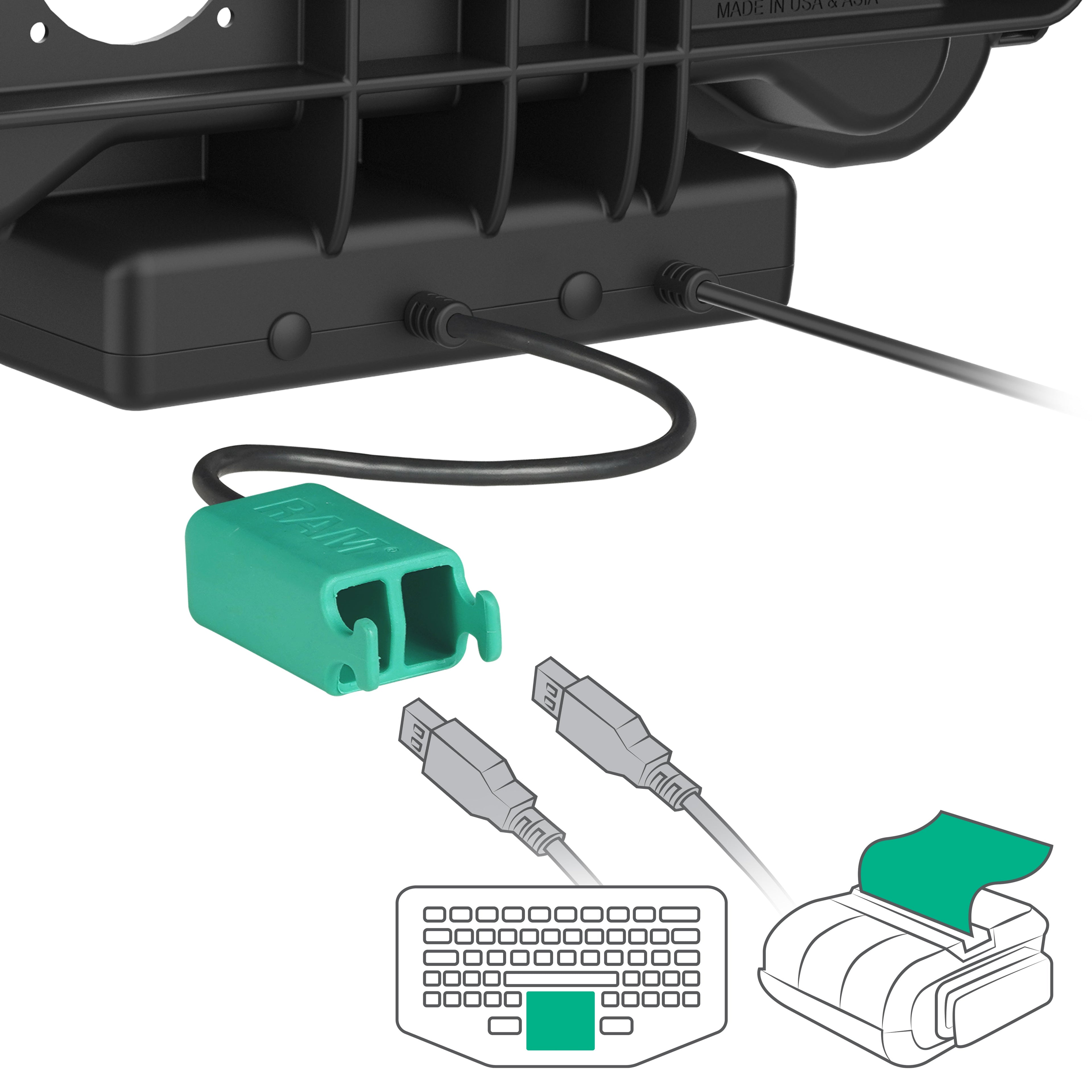 RAM-HOL-HON11PD2KLU:RAM-HOL-HON11PD2KLU_1:RAM® Locking Power + Dual USB Dock for Honeywell ScanPal EDA10A