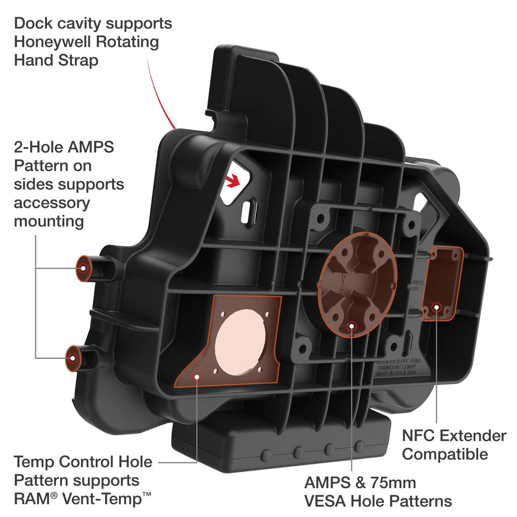 RAM-HOL-HON11PD2KLU:RAM-HOL-HON11PD2KLU_1:RAM® Locking Power + Dual USB Dock for Honeywell ScanPal EDA10A