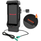 RAM-HOL-HON12PDHLU:RAM-HOL-HON12PDHLU_1:RAM® Locking Powered Dock + USB-A for Honeywell CT40/45/47 - Heated Pins