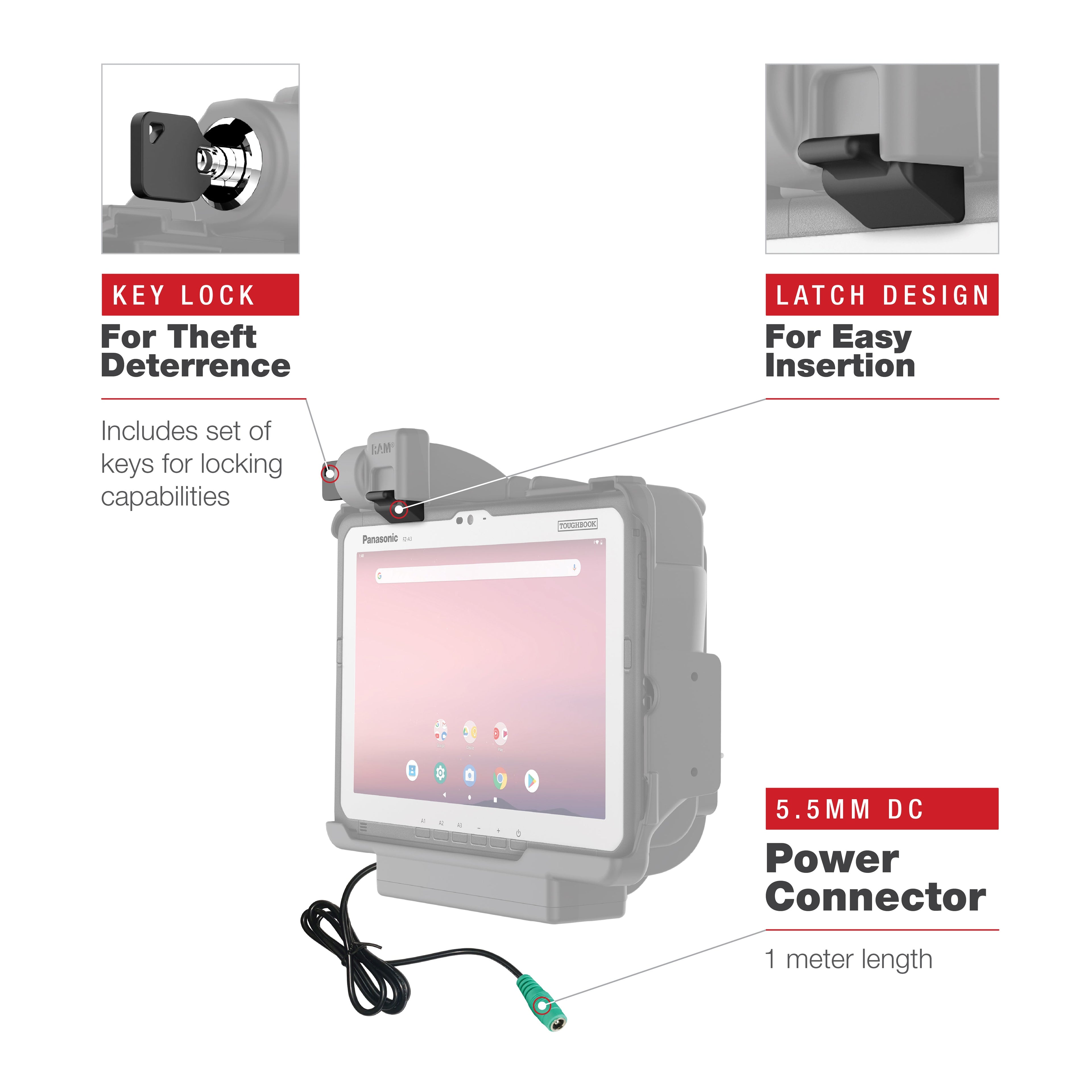RAM-HOL-PAN16PLU:RAM-HOL-PAN16PLU_1:RAM® Locking Powered Dock for Panasonic FZ-A3