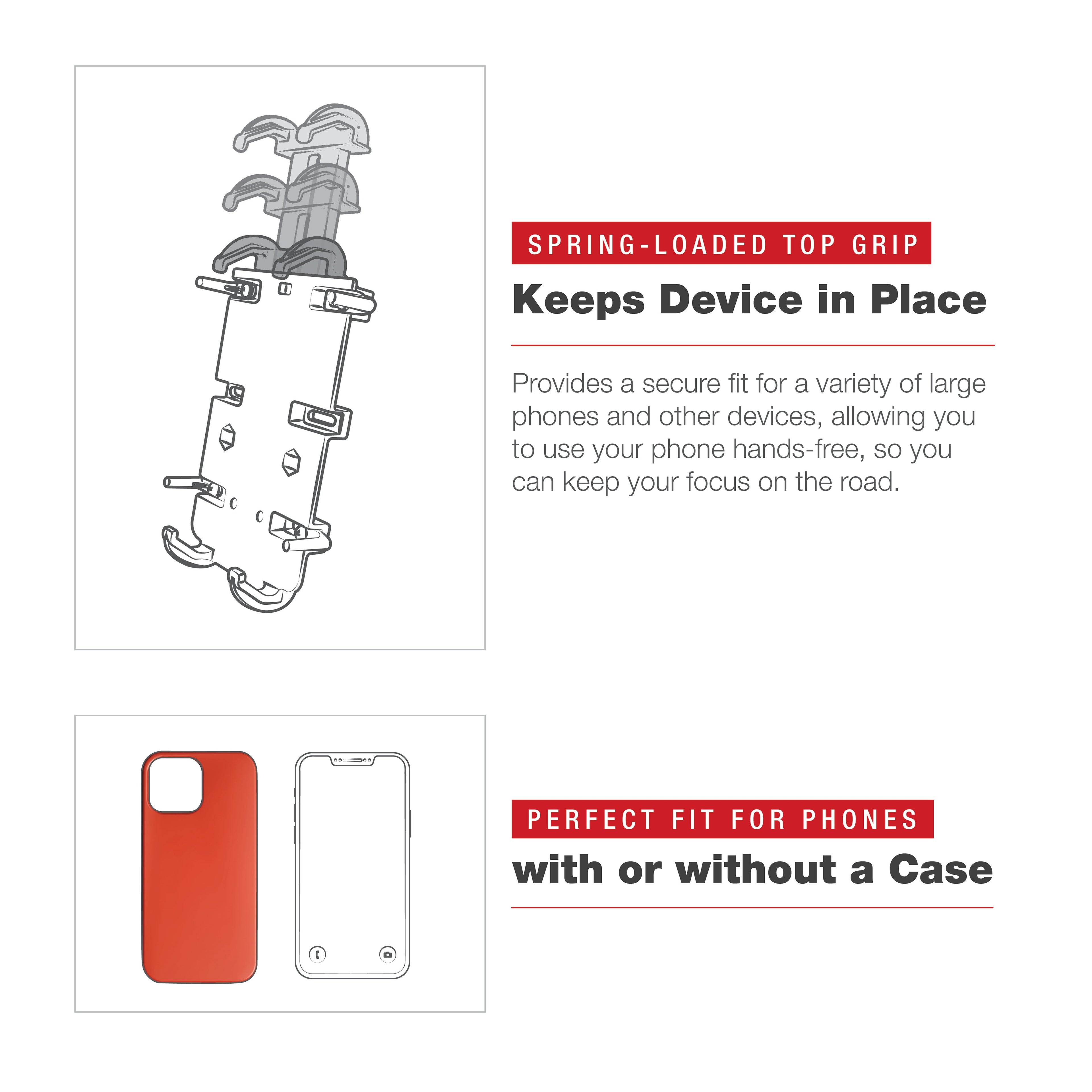 RAM-HOL-PD4-400-1U:RAM-HOL-PD4-400-1U_1:RAM® Quick-Grip™ XL Phone Mount with Low-Profile Tough-Claw™
