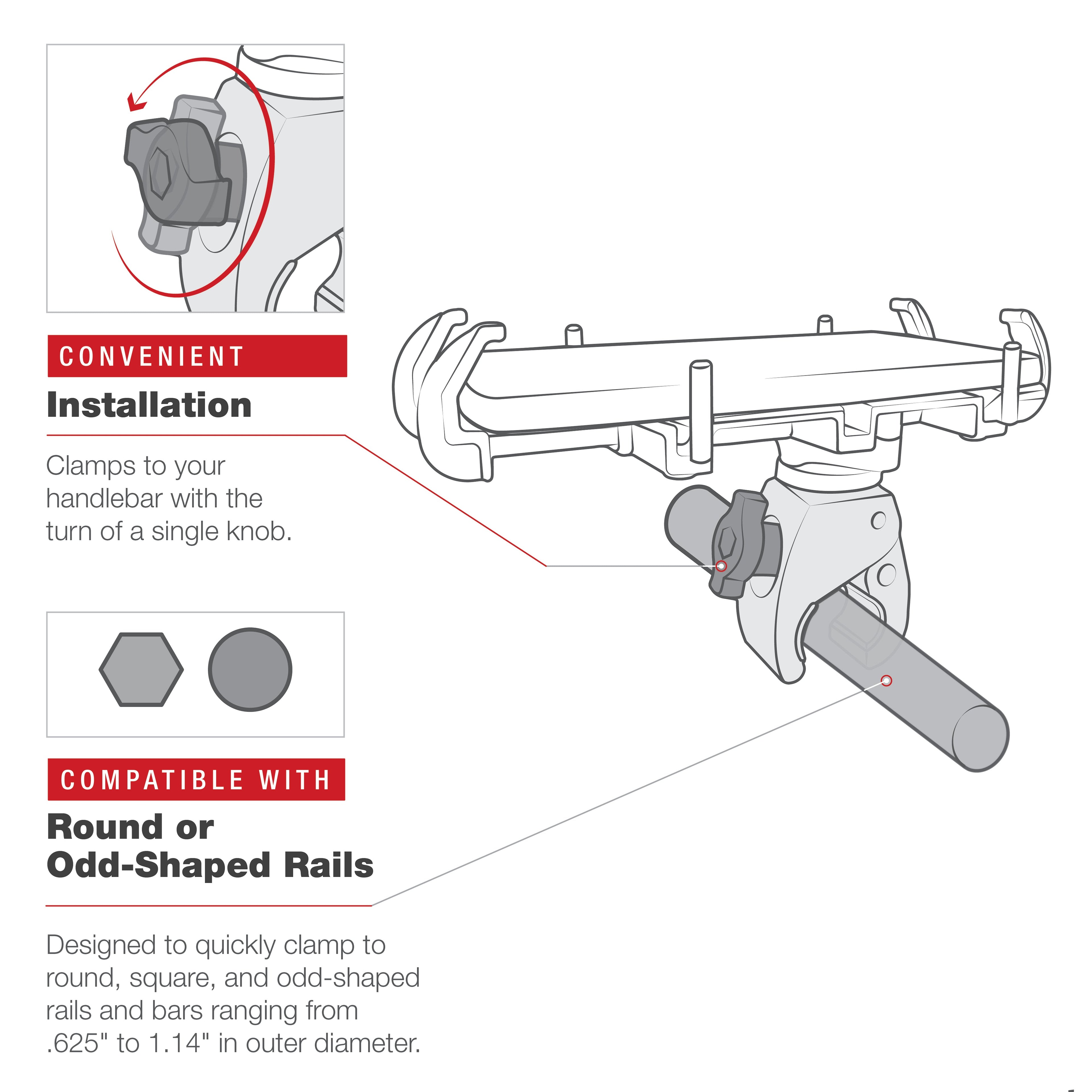 RAM-HOL-PD4-400-1U:RAM-HOL-PD4-400-1U_1:RAM® Quick-Grip™ XL Phone Mount with Low-Profile Tough-Claw™
