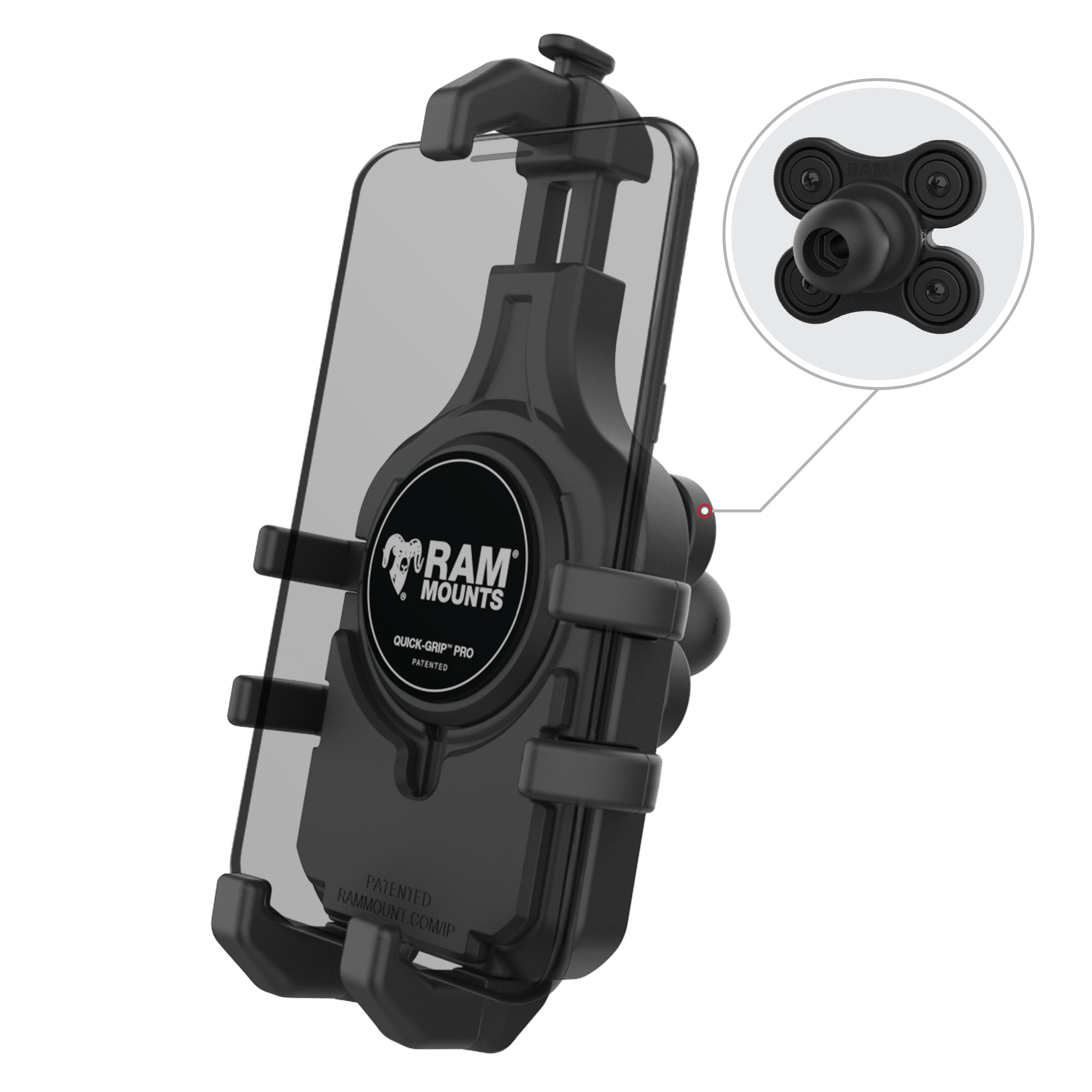RAM-HOL-PD5BVU:RAM-HOL-PD5BVU_1:RAM® Quick-Grip™ Pro Phone Holder with Ball & Vibration Damper